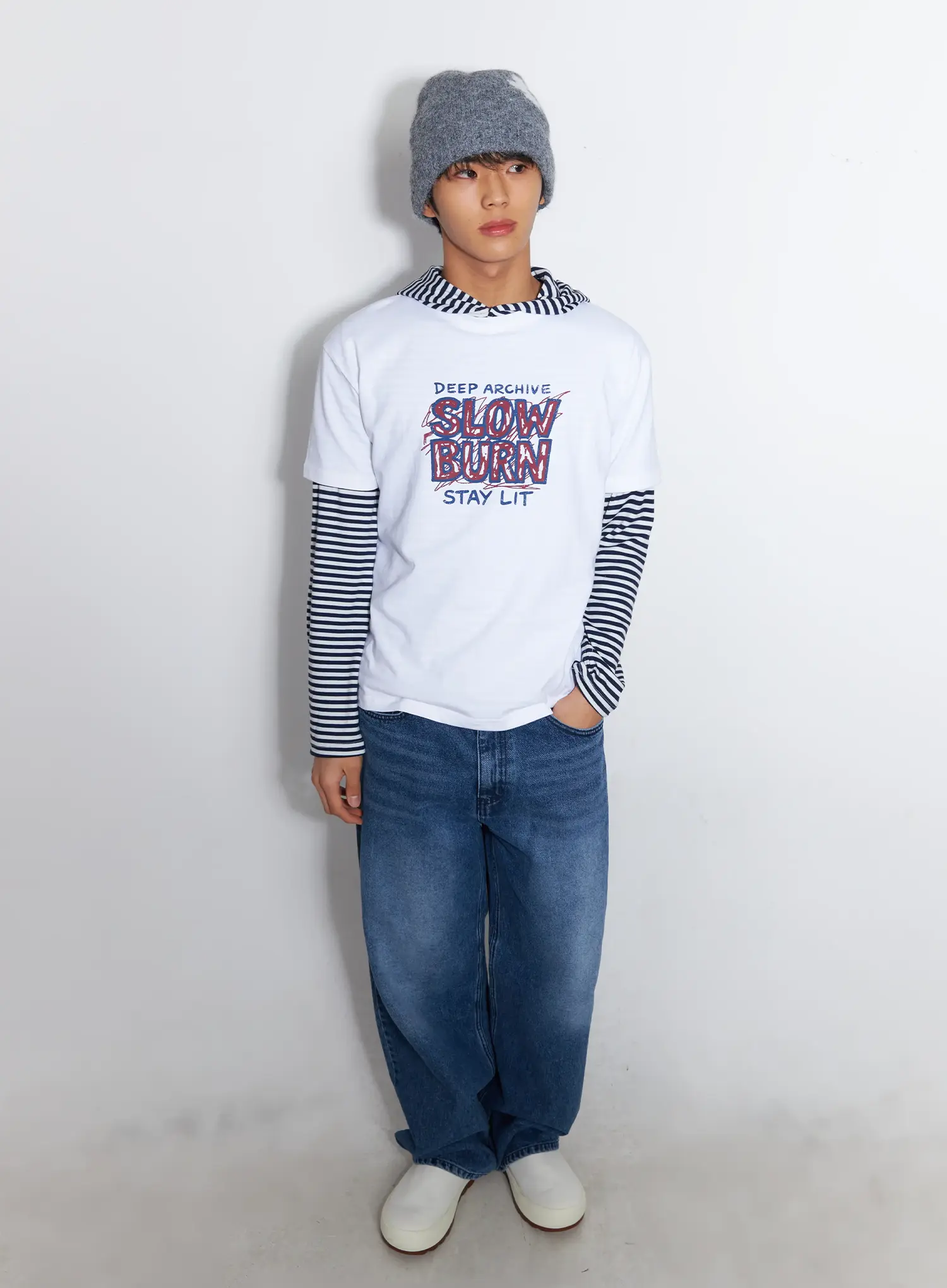 Men's Striped Henley Neck Long Sleeve IF506 - Image 8