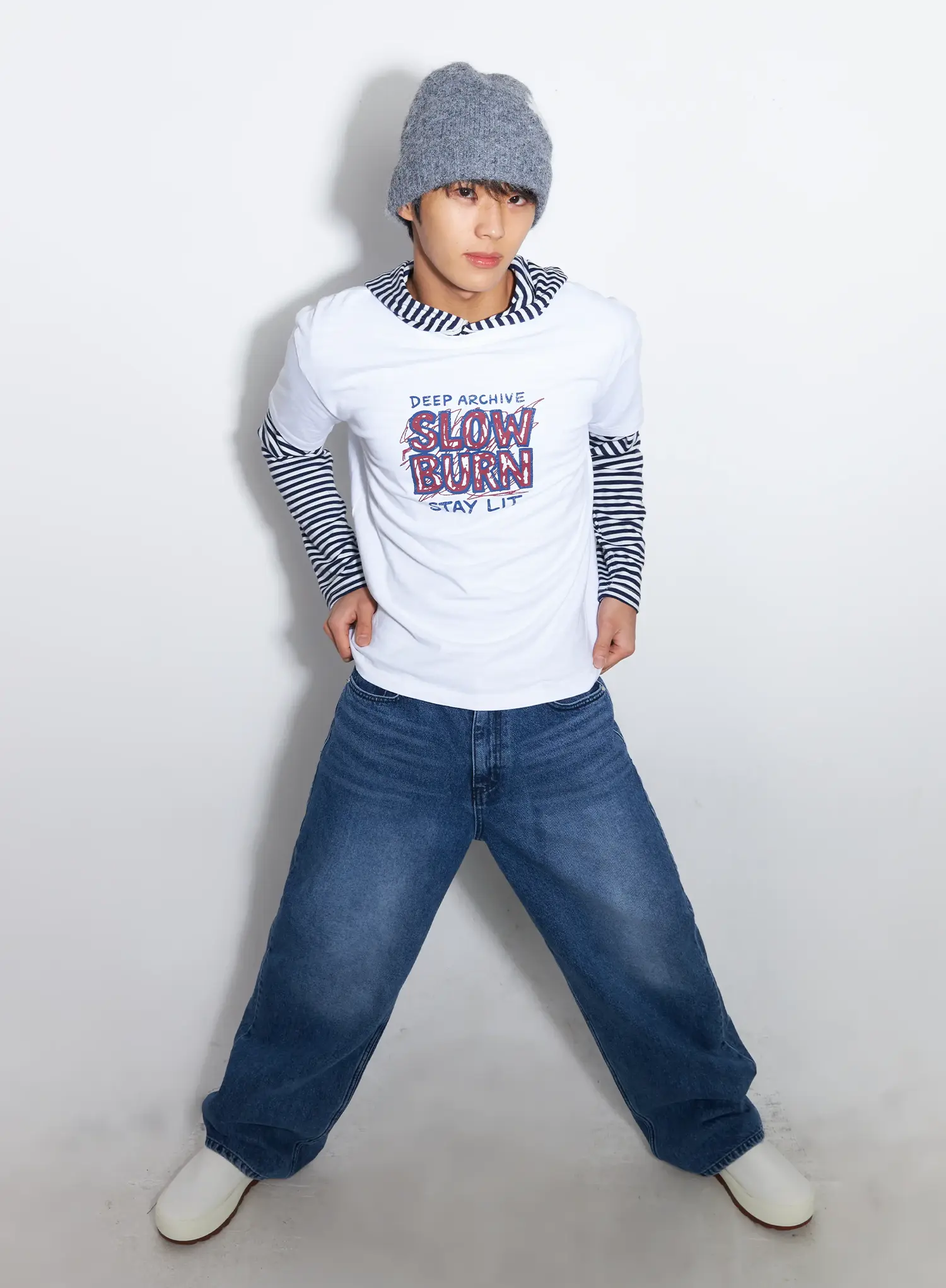 Men's Striped Henley Neck Long Sleeve IF506 - Image 9