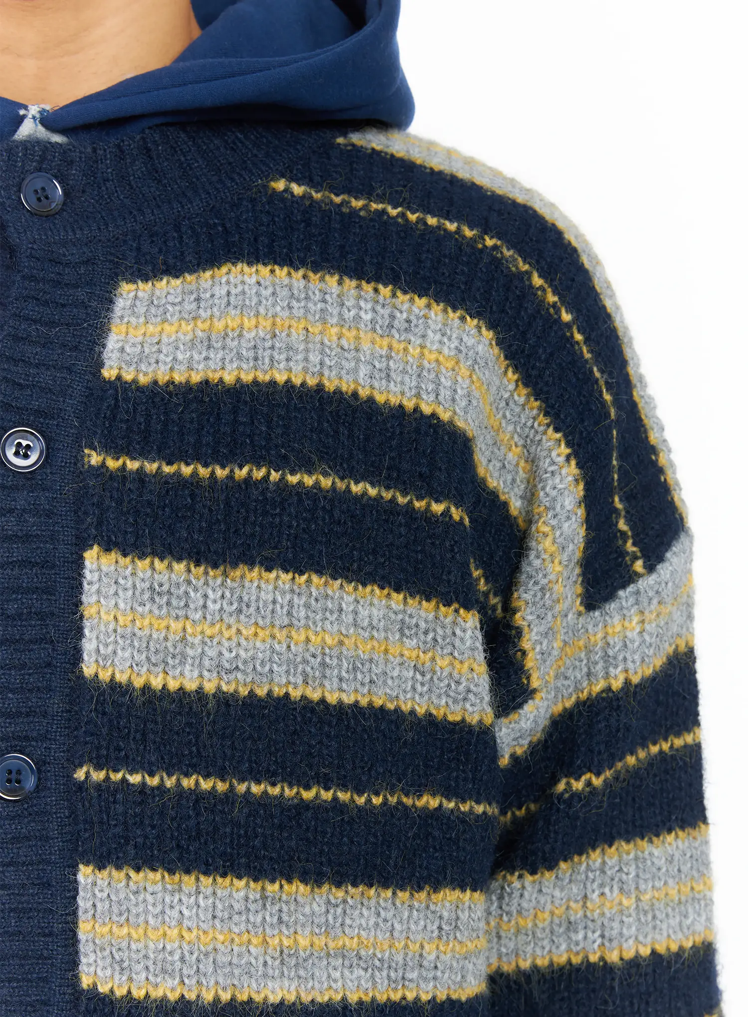Men's Striped Knit Cardigan IJ514 - Image 12