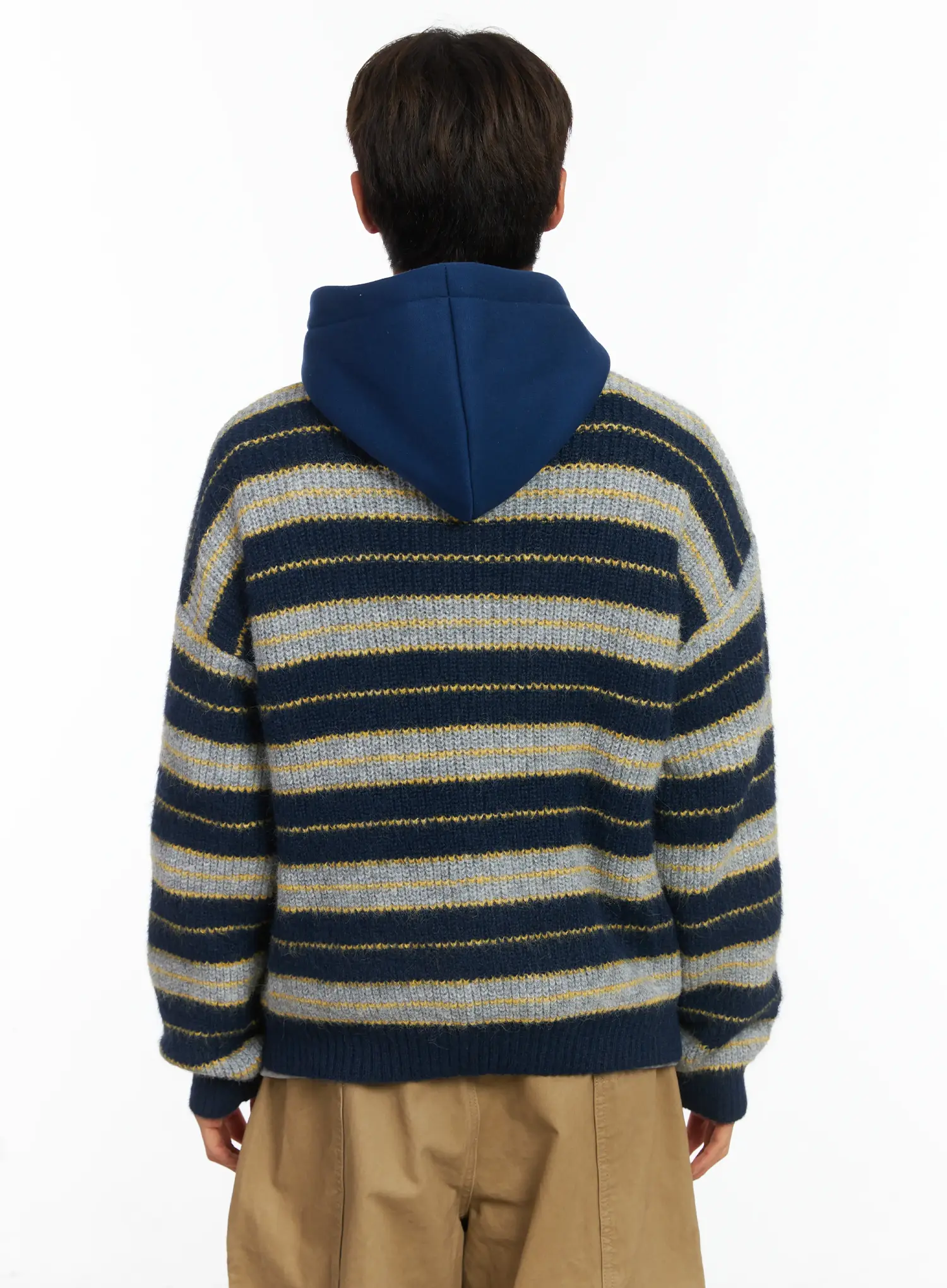 Men's Striped Knit Cardigan IJ514 - Image 5