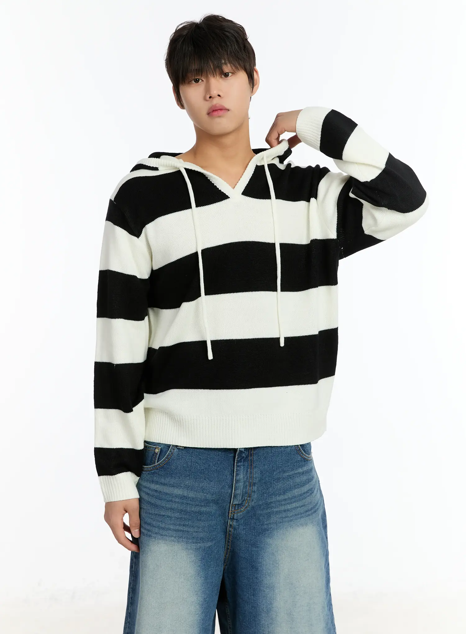 Men's Striped Knit Hoodie IM503 - Image 6