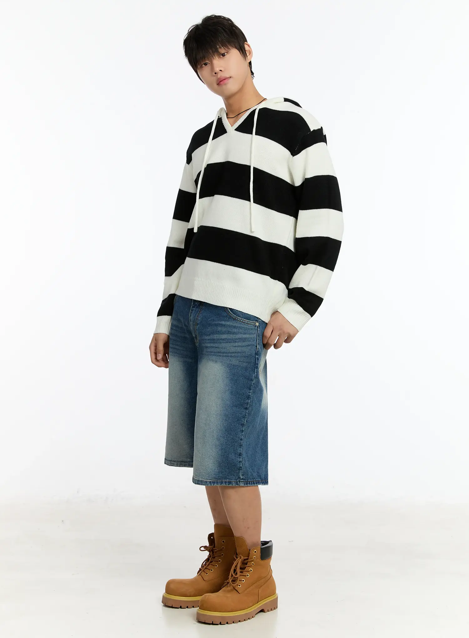 Men's Striped Knit Hoodie IM503 - Image 7