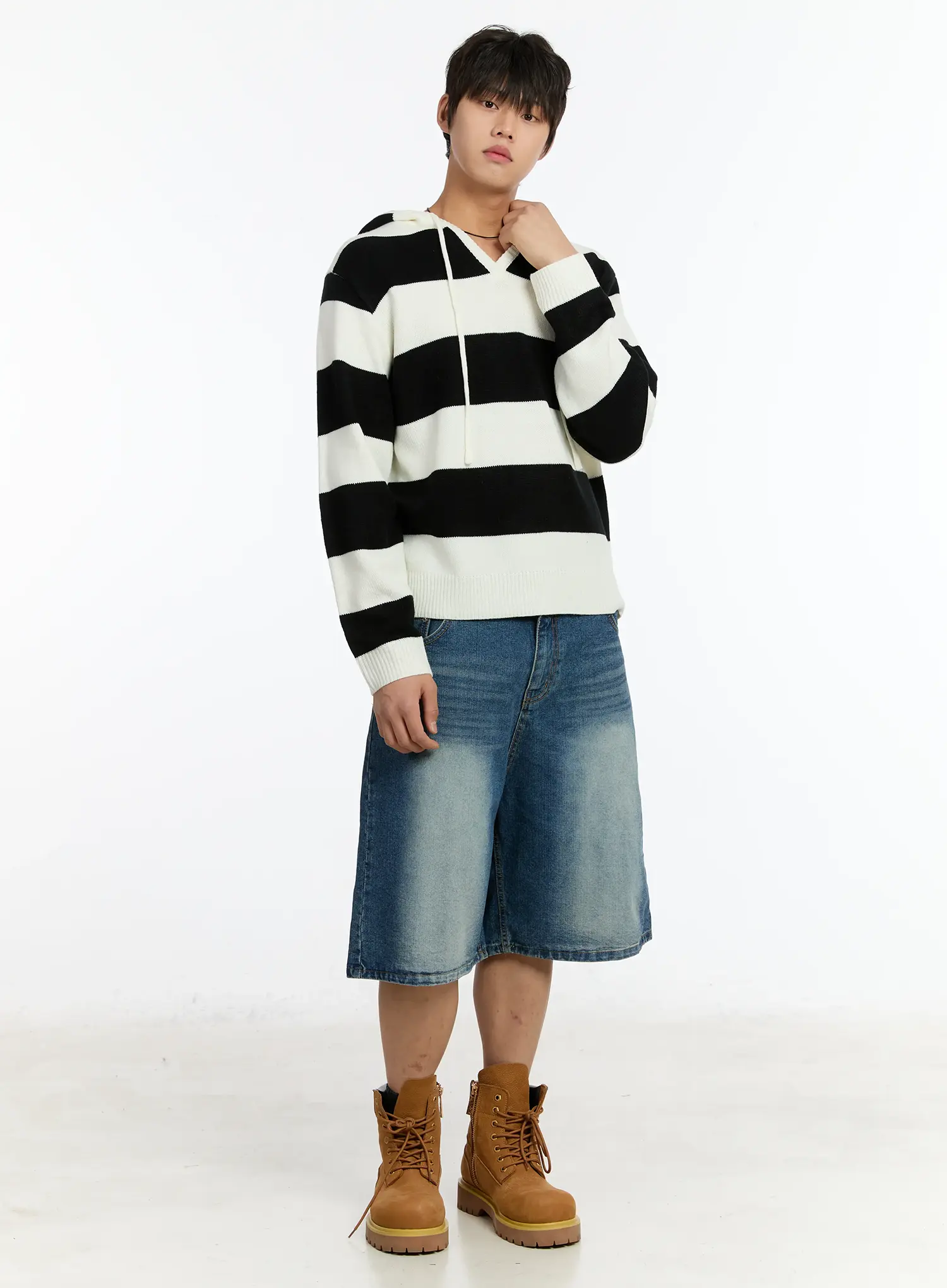 Men's Striped Knit Hoodie IM503 - Image 8