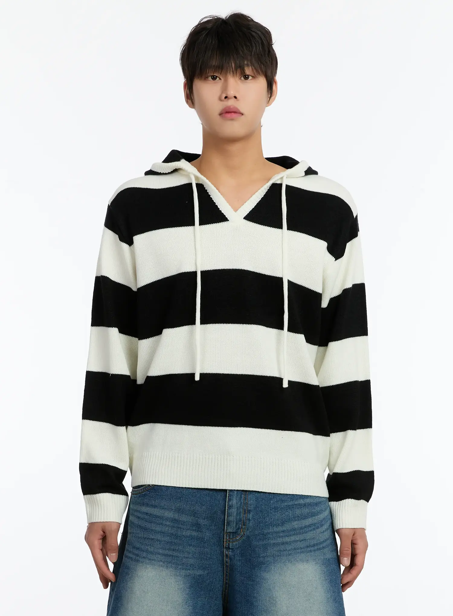 Men's Striped Knit Hoodie IM503 - Image 9
