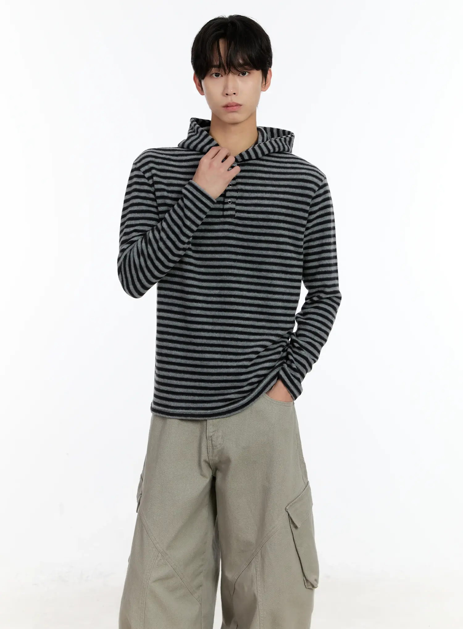 Men's Striped Layered Hoodie ID502 - Image 6