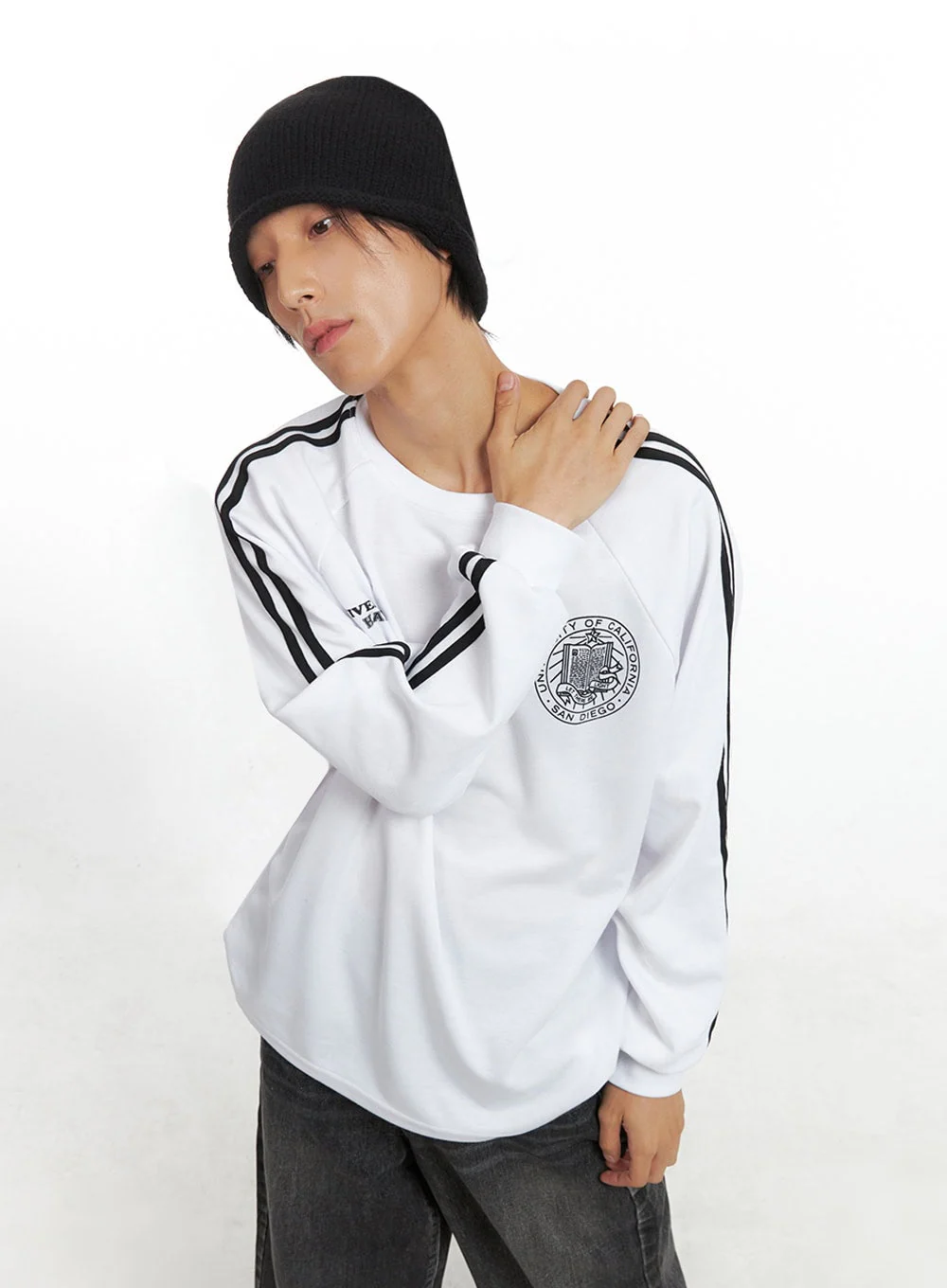 Men's Striped Logo Shirt IO417