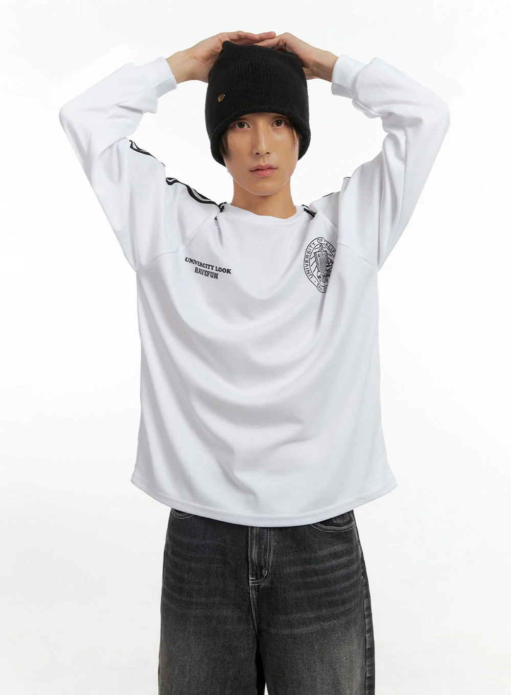 Men's Striped Logo Shirt IO417 - Image 3