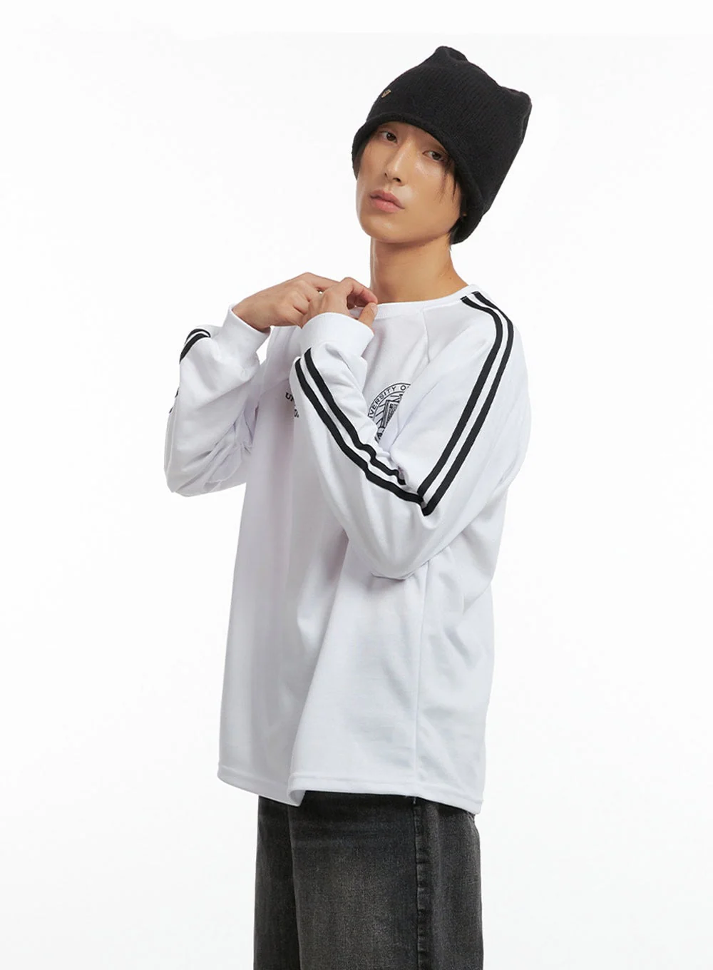 Men's Striped Logo Shirt IO417 - Image 4