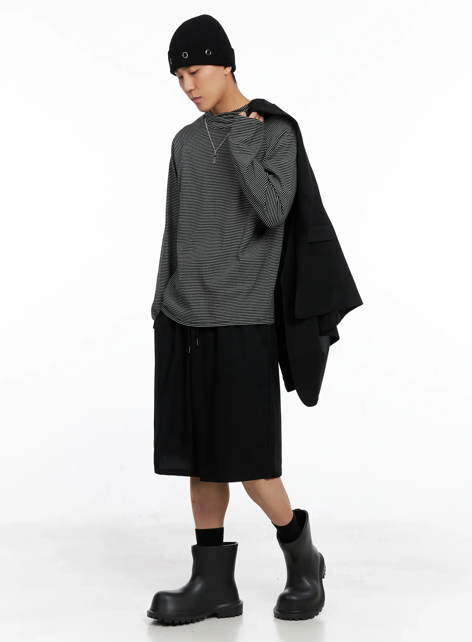 Men's Striped Long Sleeve Hoodie IS502 - Image 11