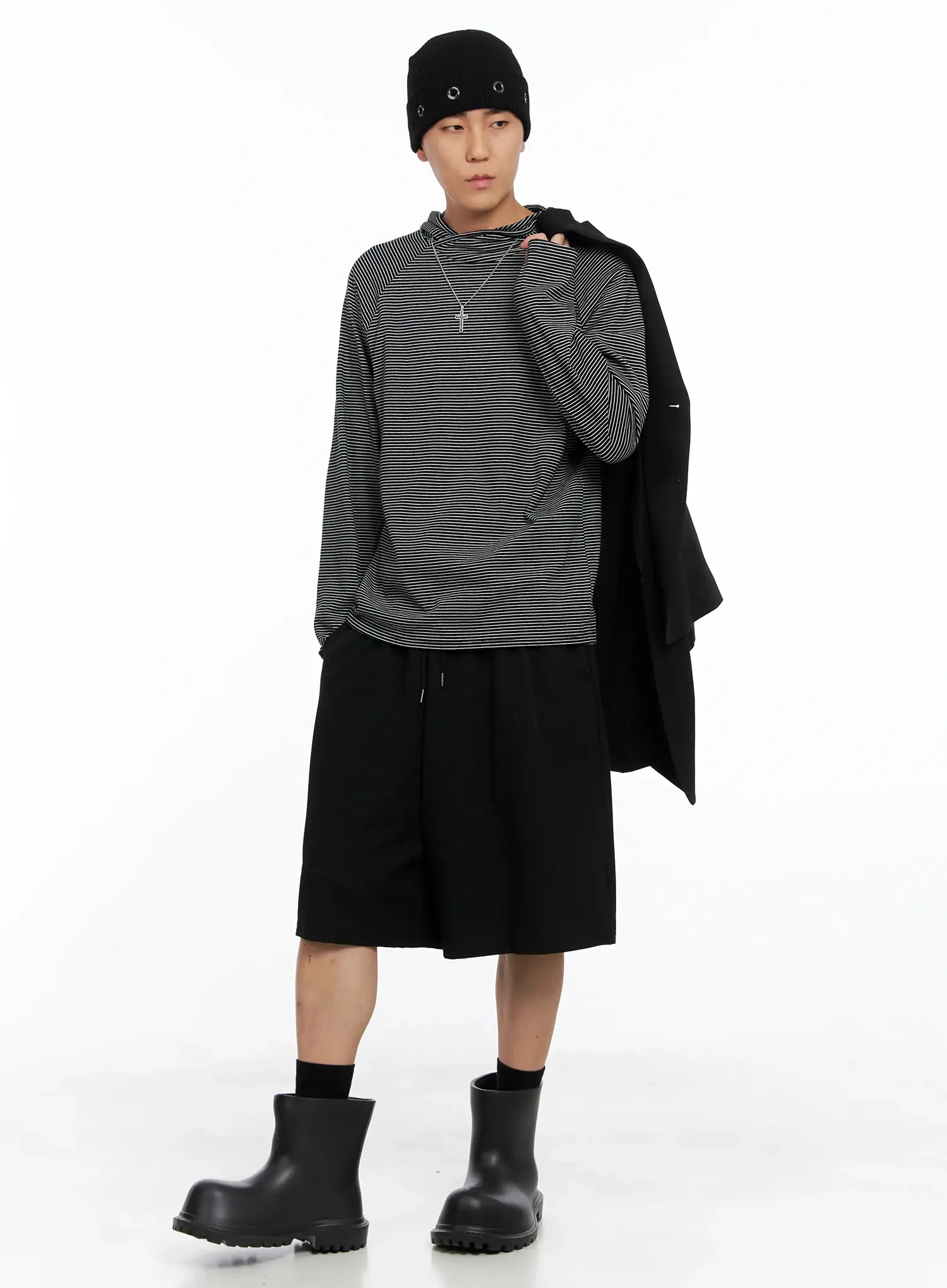 Men's Striped Long Sleeve Hoodie IS502 - Image 12