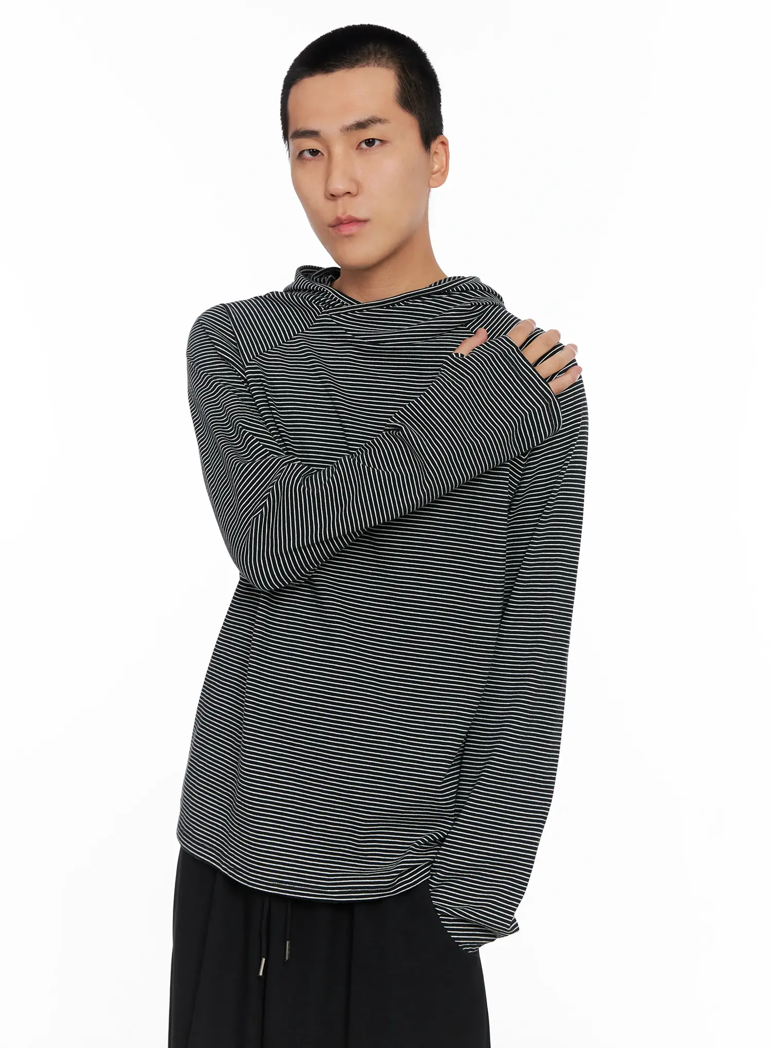 Men's Striped Long Sleeve Hoodie IS502 - Image 8