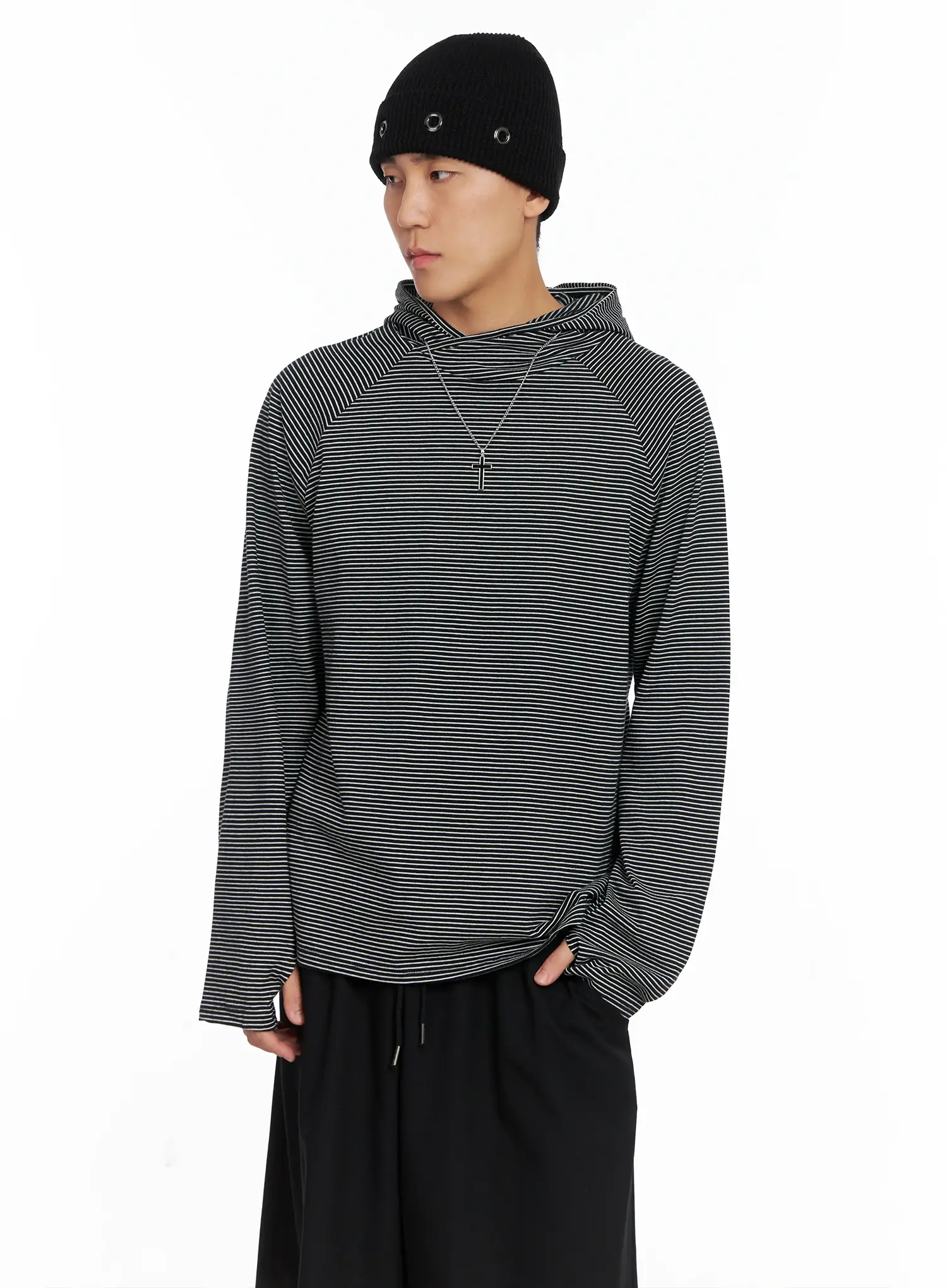 Men's Striped Long Sleeve Hoodie IS502 - Image 9