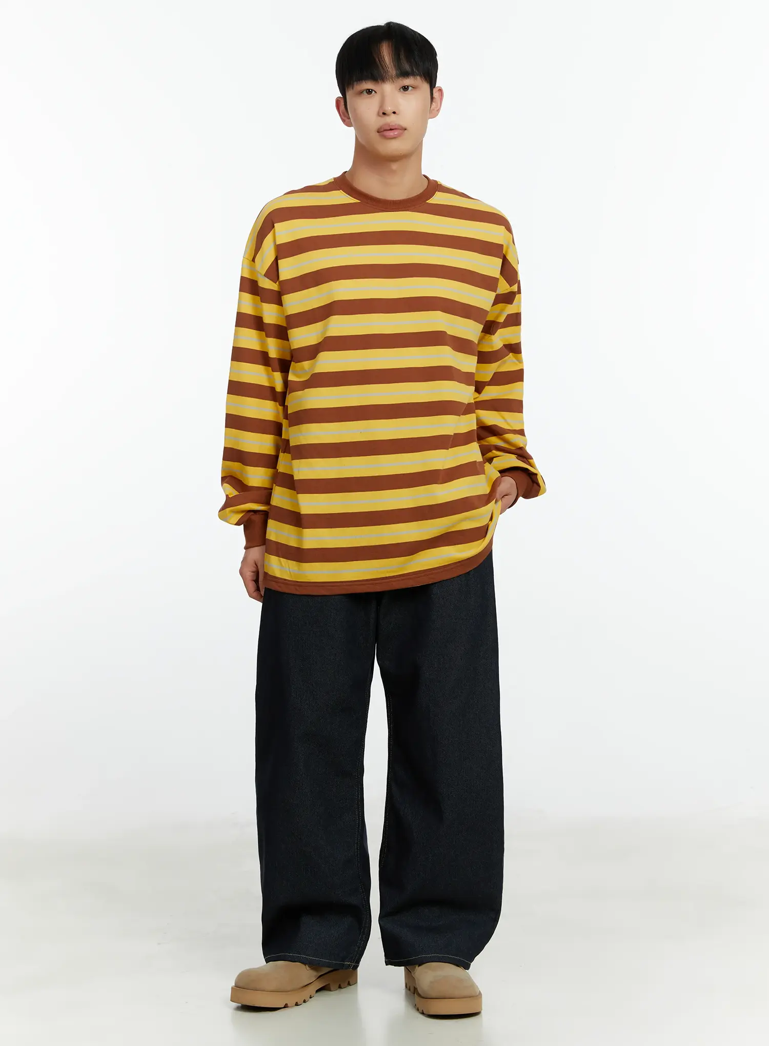 Men's Striped Long Sleeve T-Shirt IF510 - Image 2