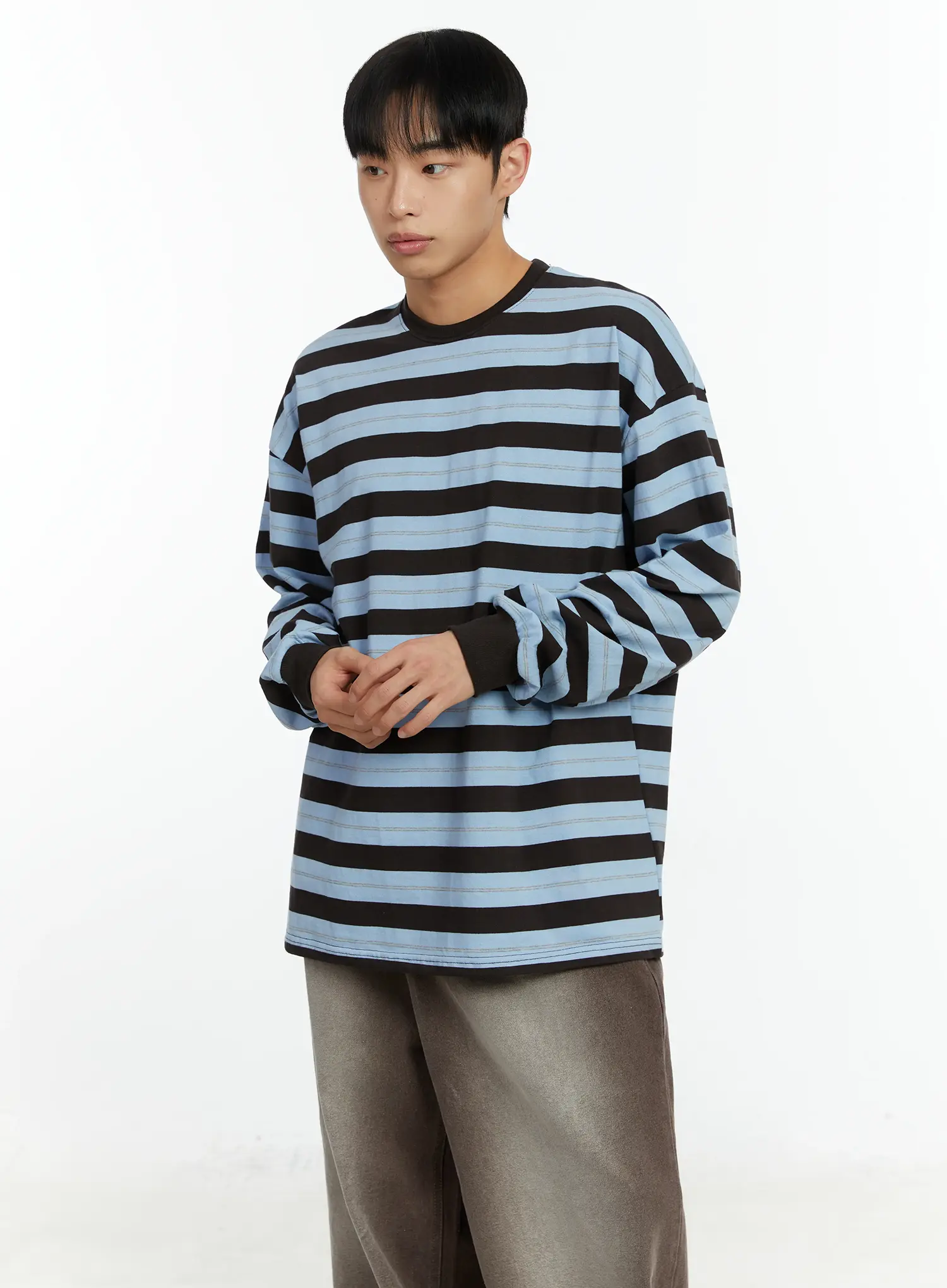 Men's Striped Long Sleeve T-Shirt IF510 - Image 6