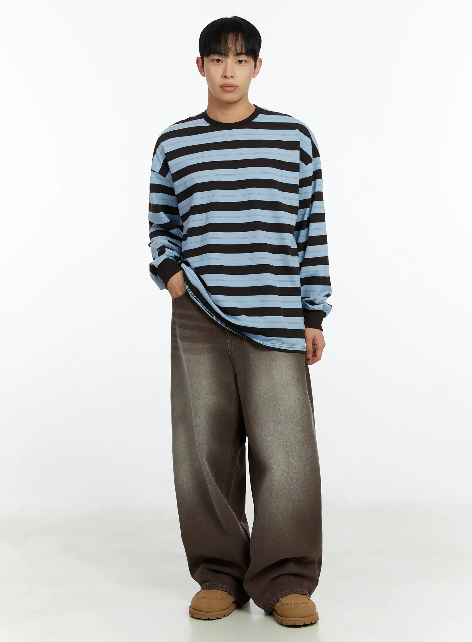 Men's Striped Long Sleeve T-Shirt IF510 - Image 7