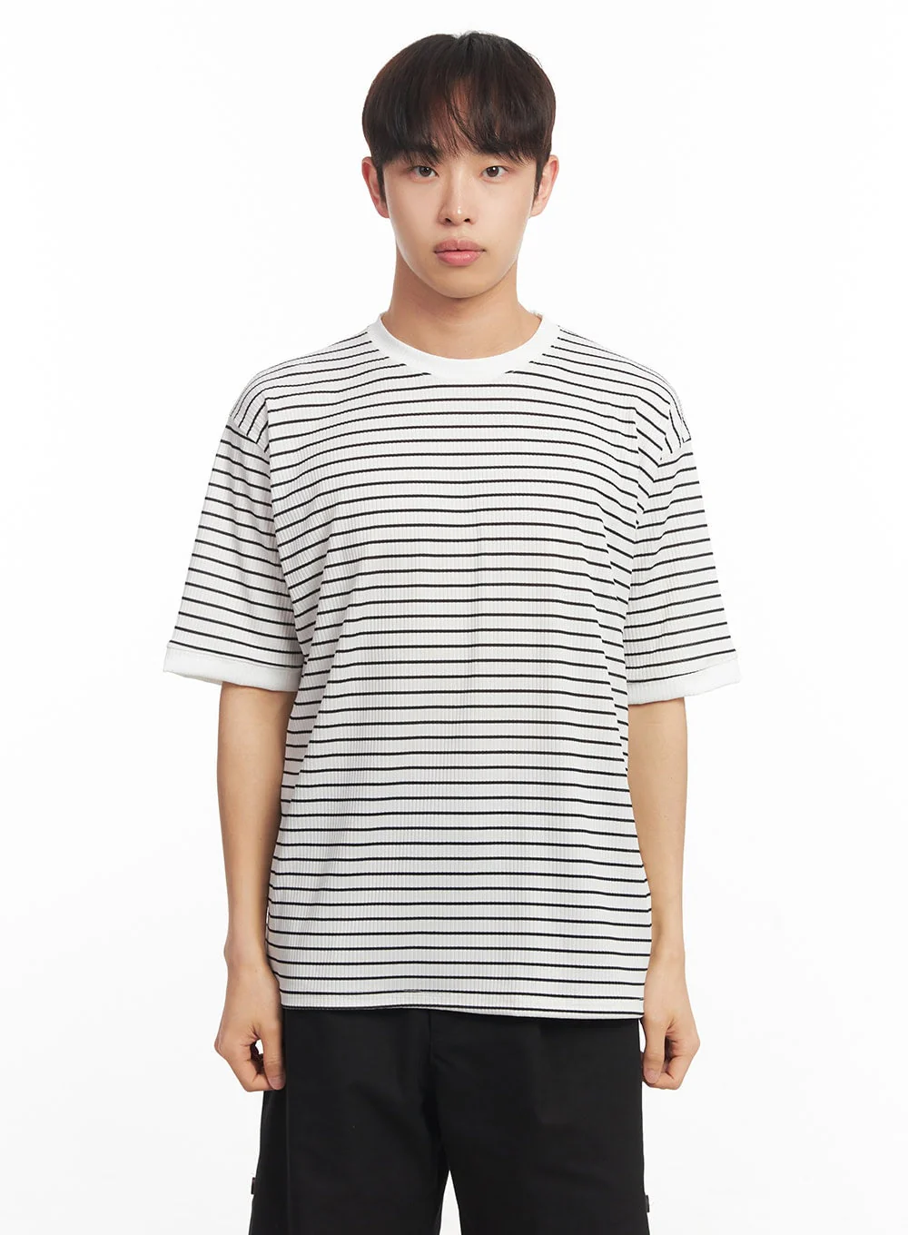 Men's Striped Round Neck T-Shirt IA518 - Image 14