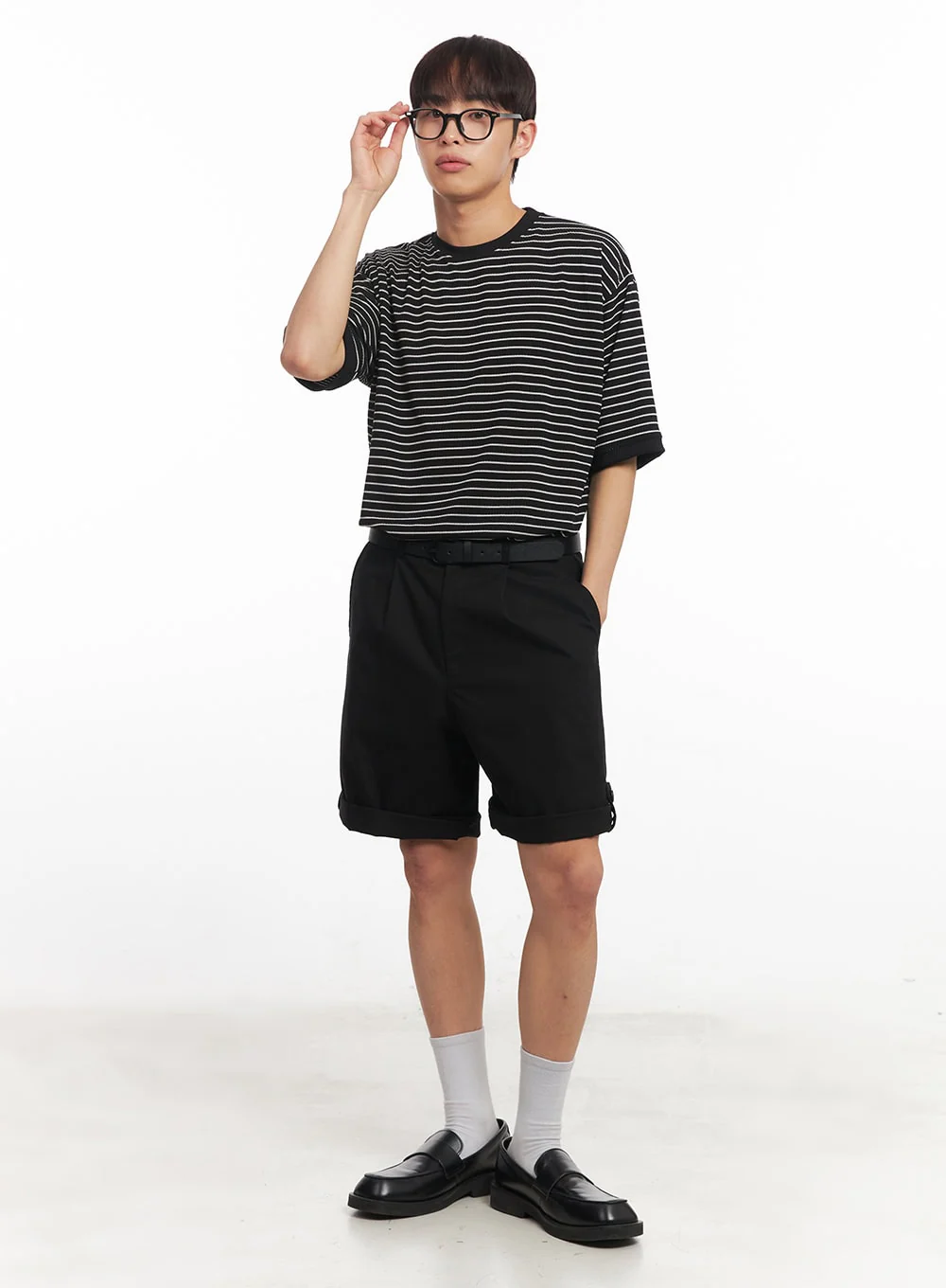 Men's Striped Round Neck T-Shirt IA518 - Image 2