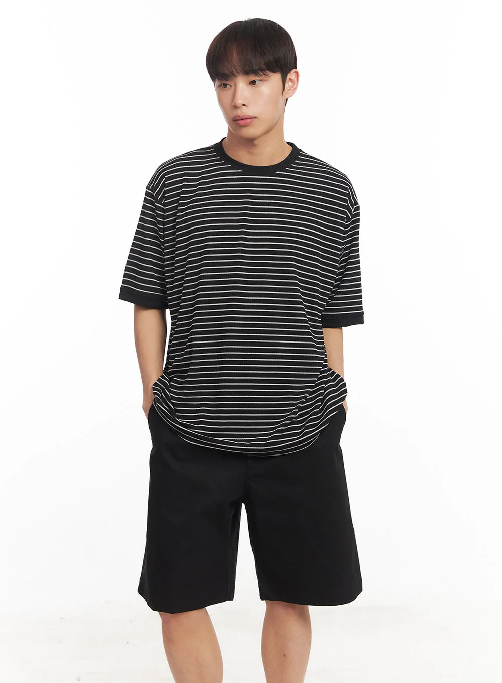 Men's Striped Round Neck T-Shirt IA518 - Image 3