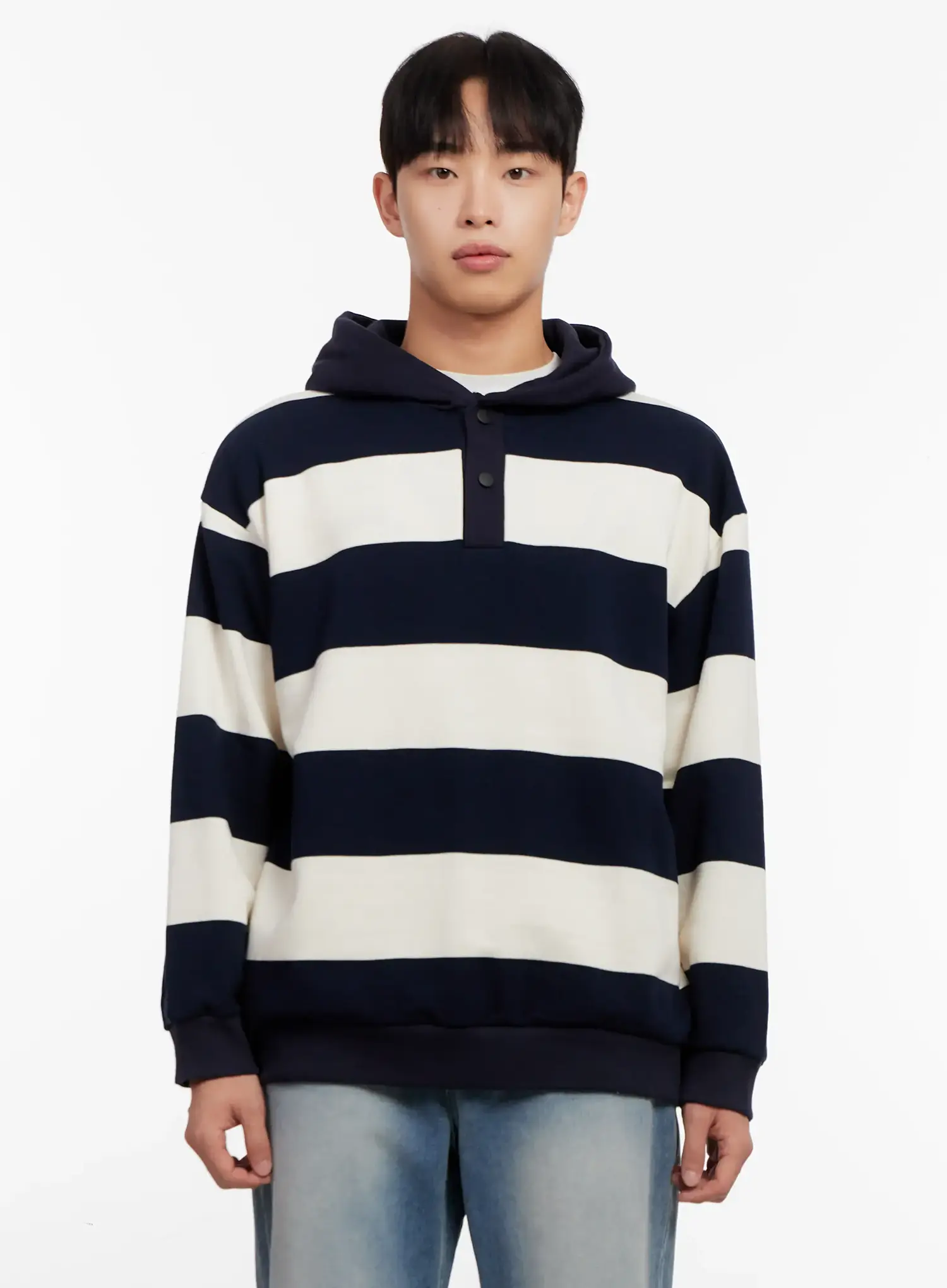 Men's Striped Rugby Hoodie IO523 - Image 12