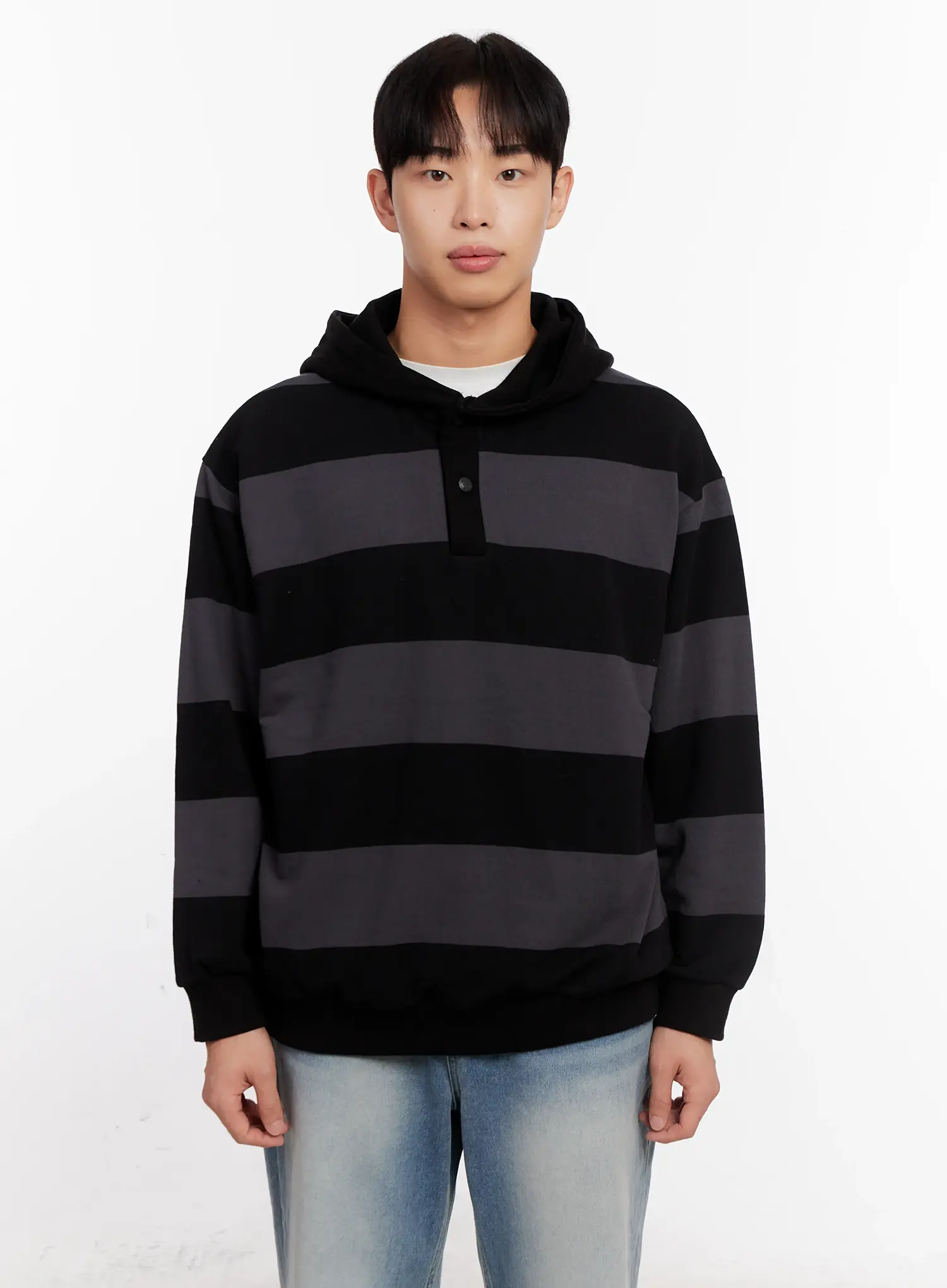 Men's Striped Rugby Hoodie IO523 - Image 13