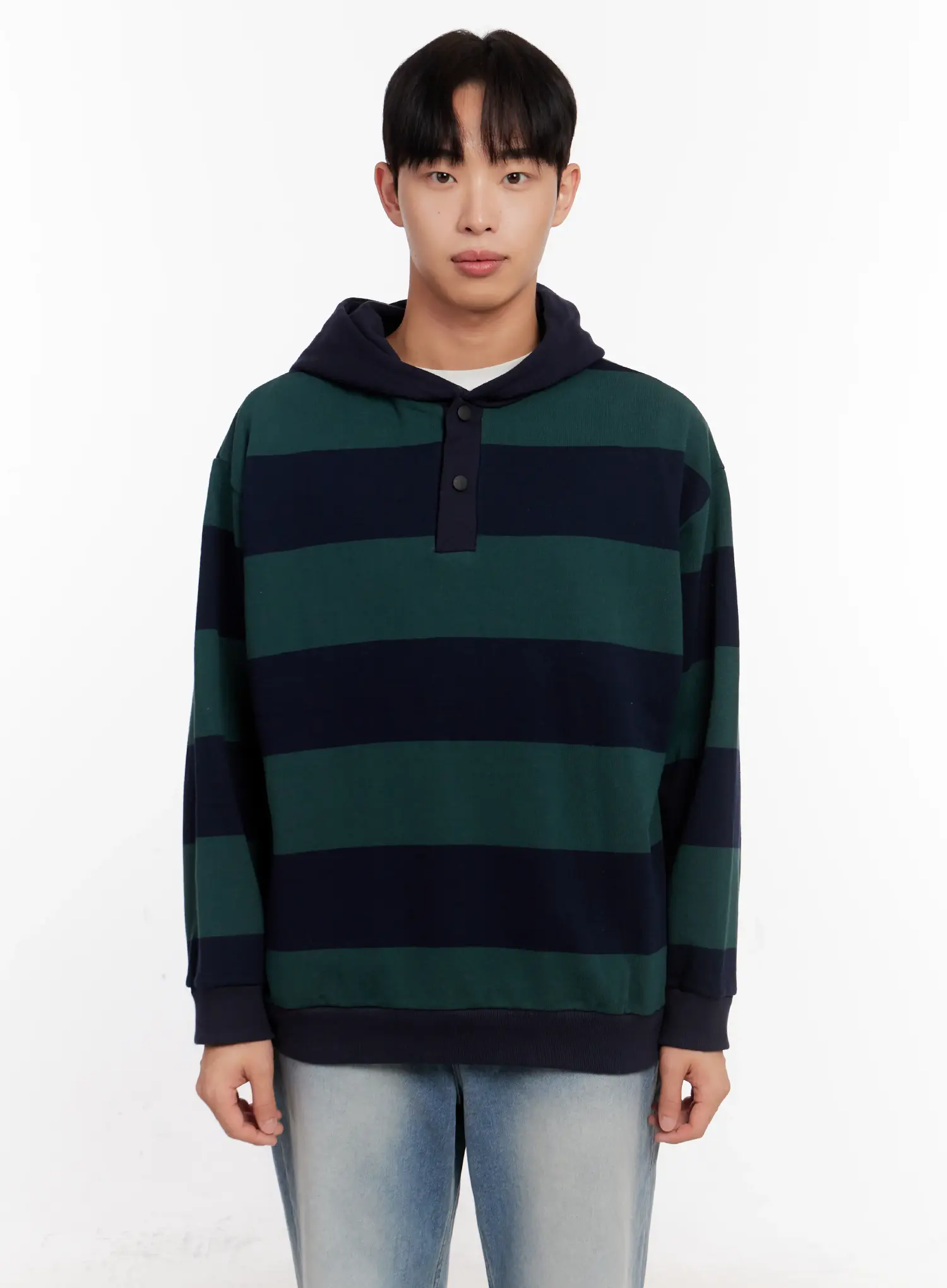 Men's Striped Rugby Hoodie IO523 - Image 15