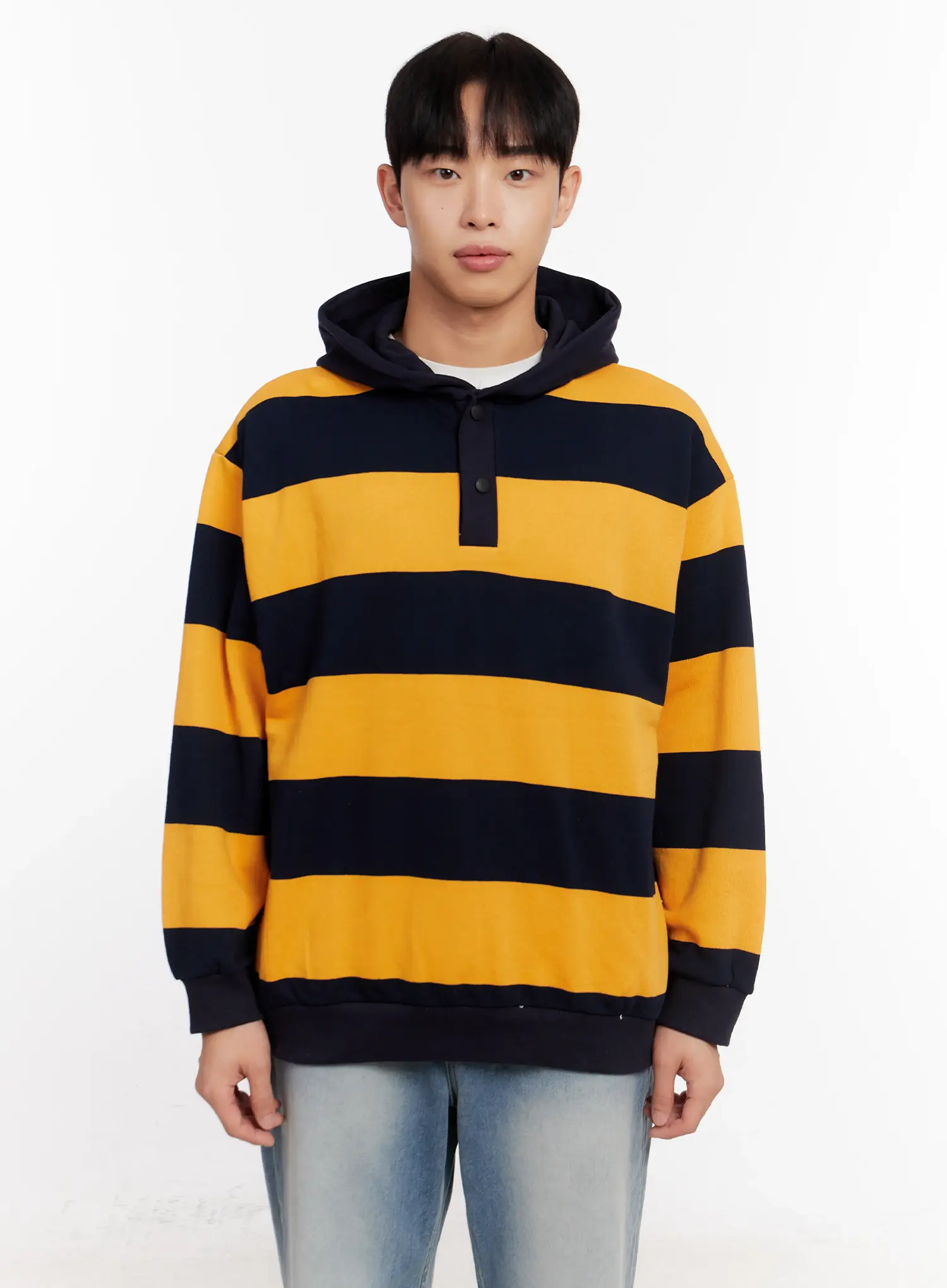 Men's Striped Rugby Hoodie IO523 - Image 16