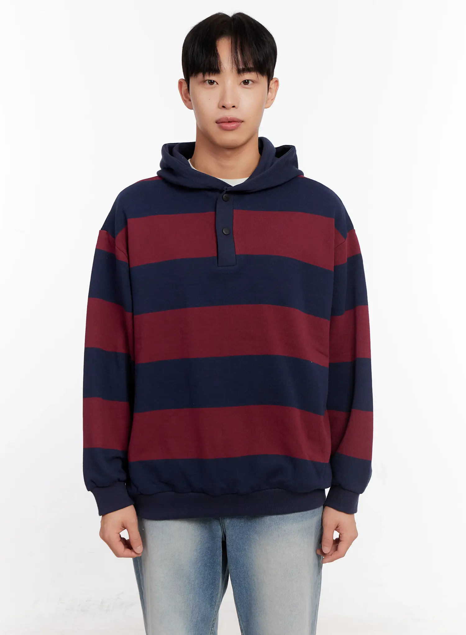 Men's Striped Rugby Hoodie IO523 - Image 17