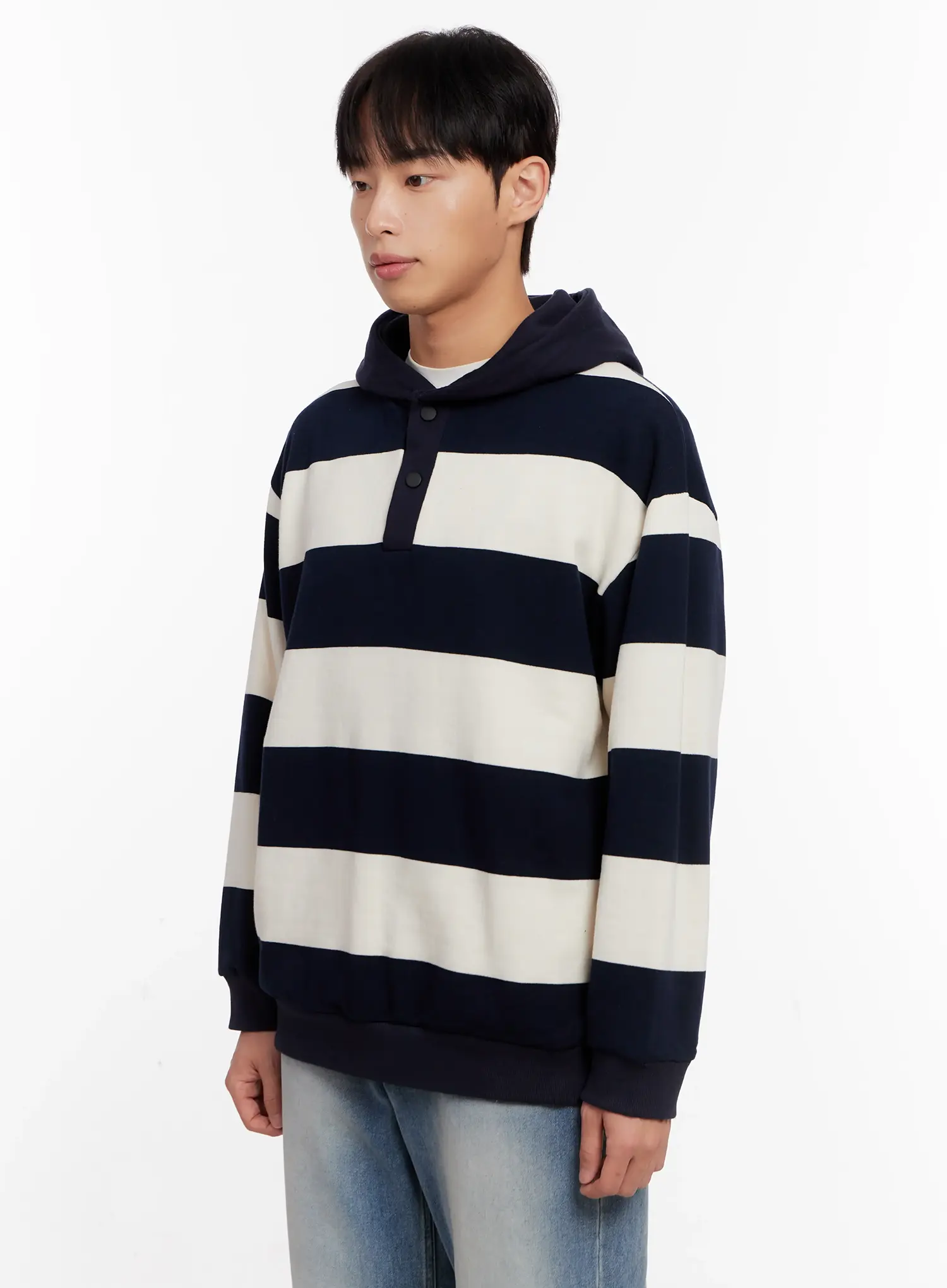 Men's Striped Rugby Hoodie IO523 - Image 4