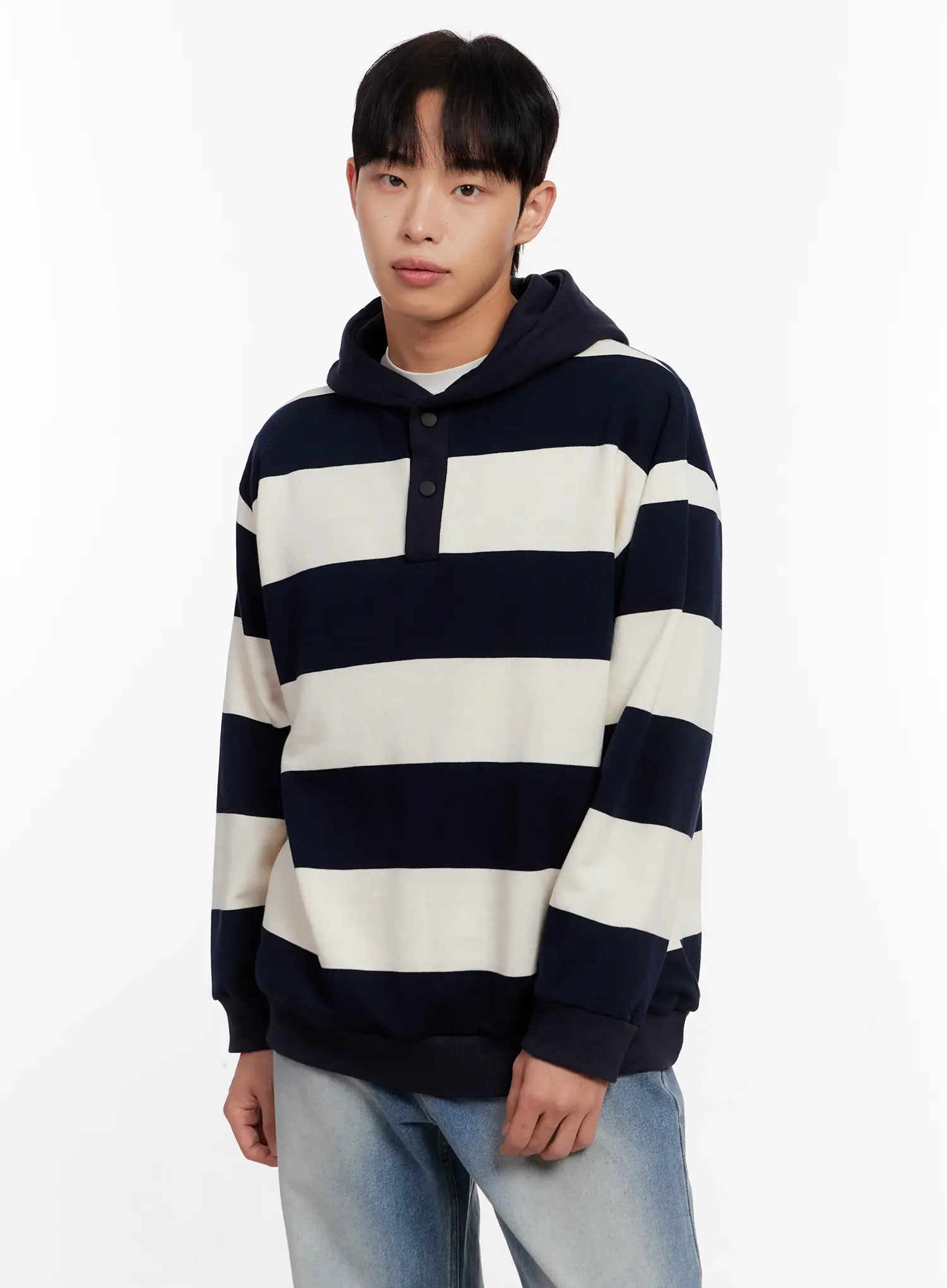 Men's Striped Rugby Hoodie IO523 - Image 6