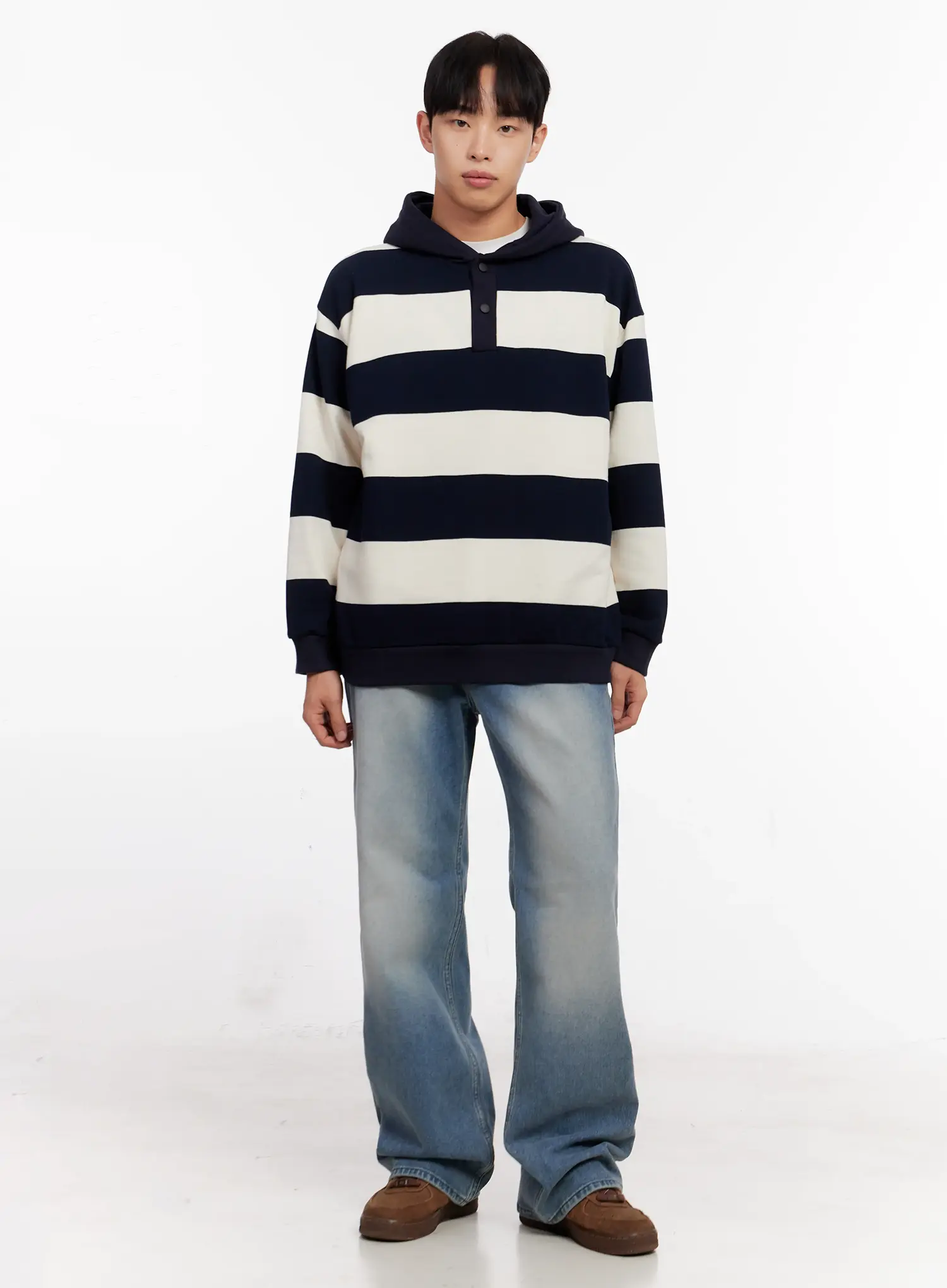 Men's Striped Rugby Hoodie IO523 - Image 8