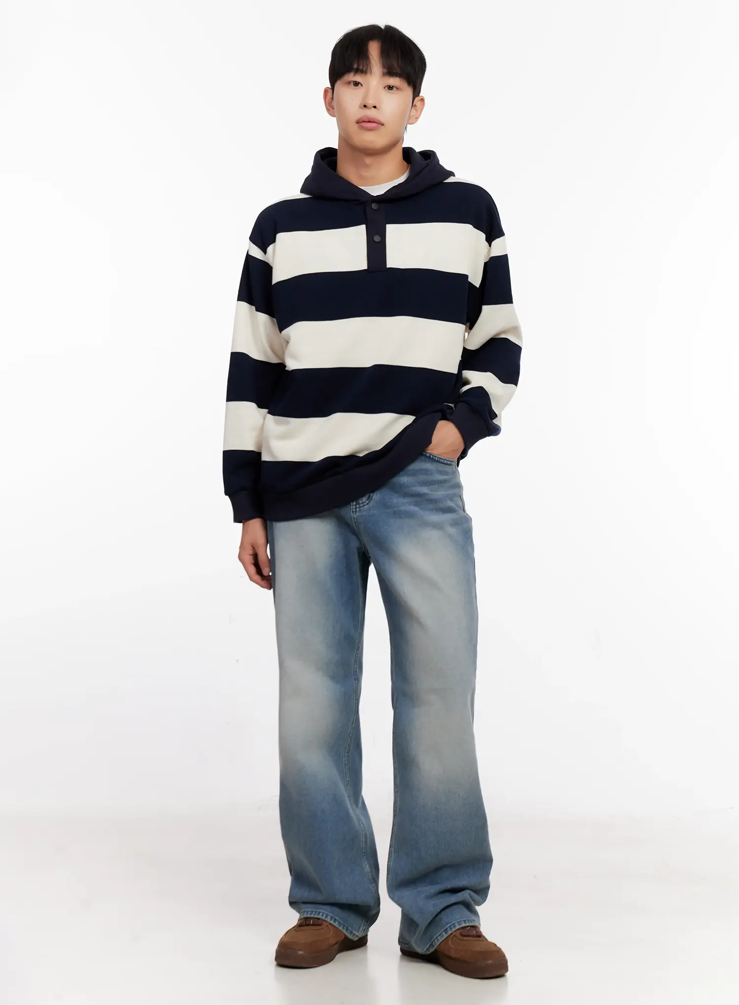 Men's Striped Rugby Hoodie IO523 - Image 9