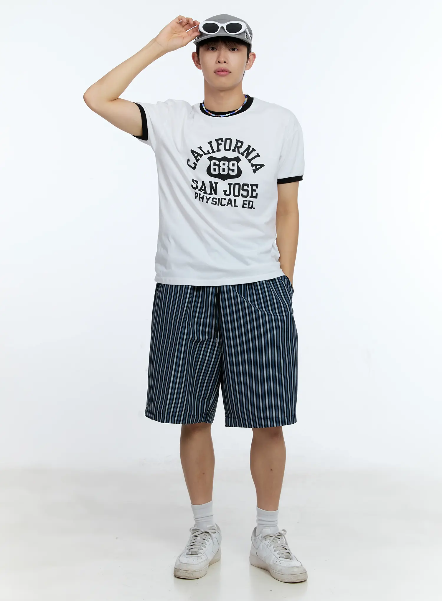 Men's Striped Straight-Leg Shorts IG515 - Image 2