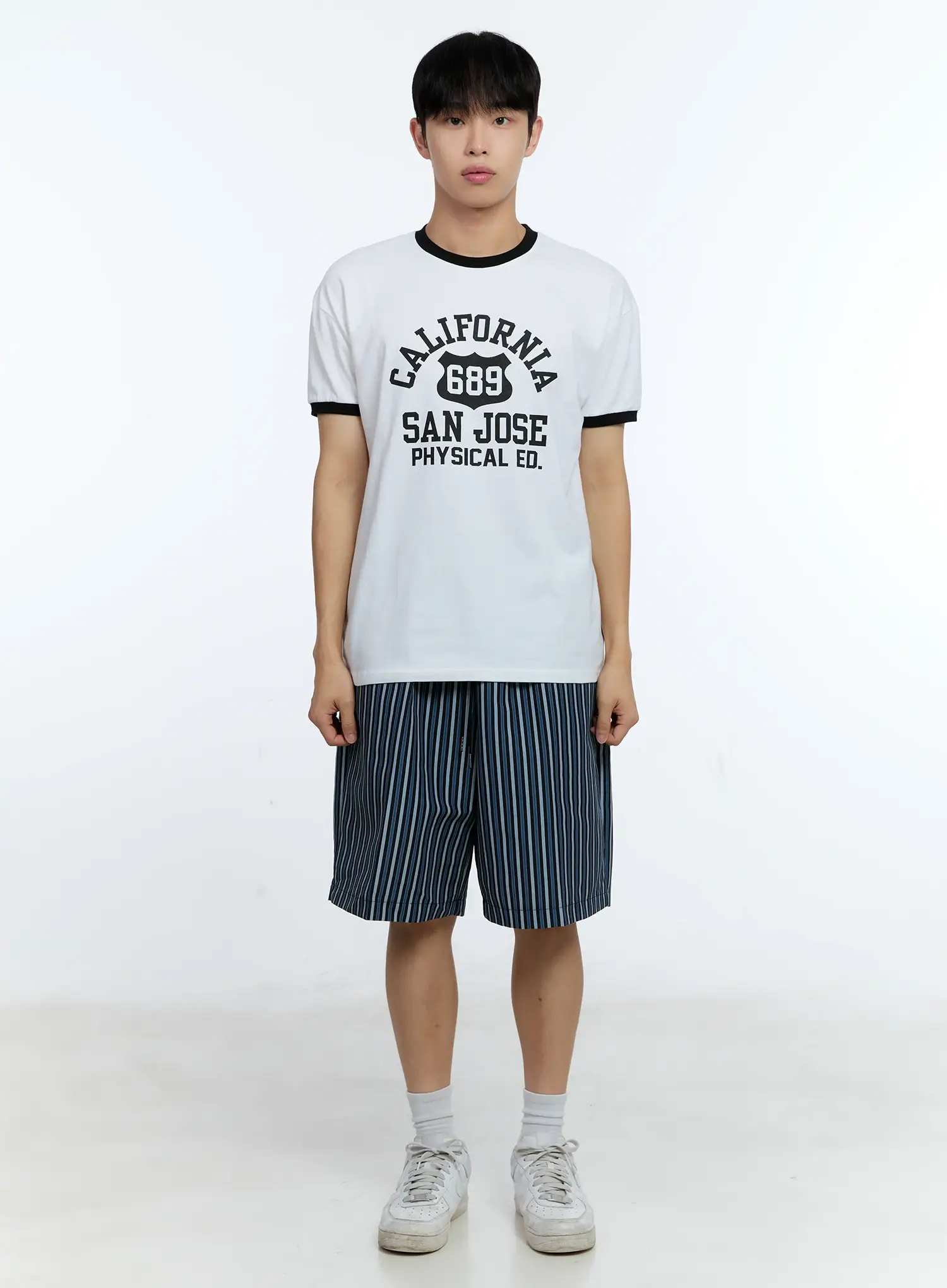 Men's Striped Straight-Leg Shorts IG515 - Image 3