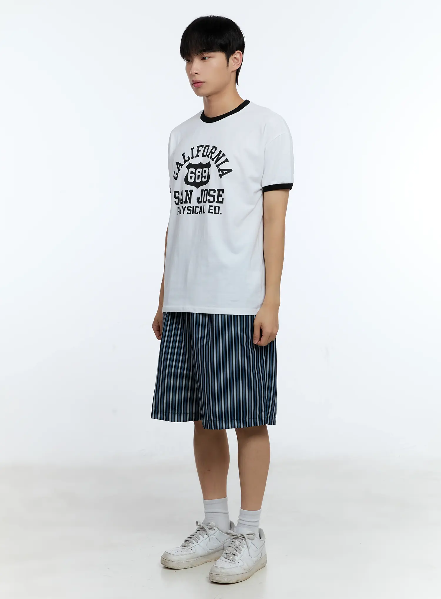Men's Striped Straight-Leg Shorts IG515 - Image 6