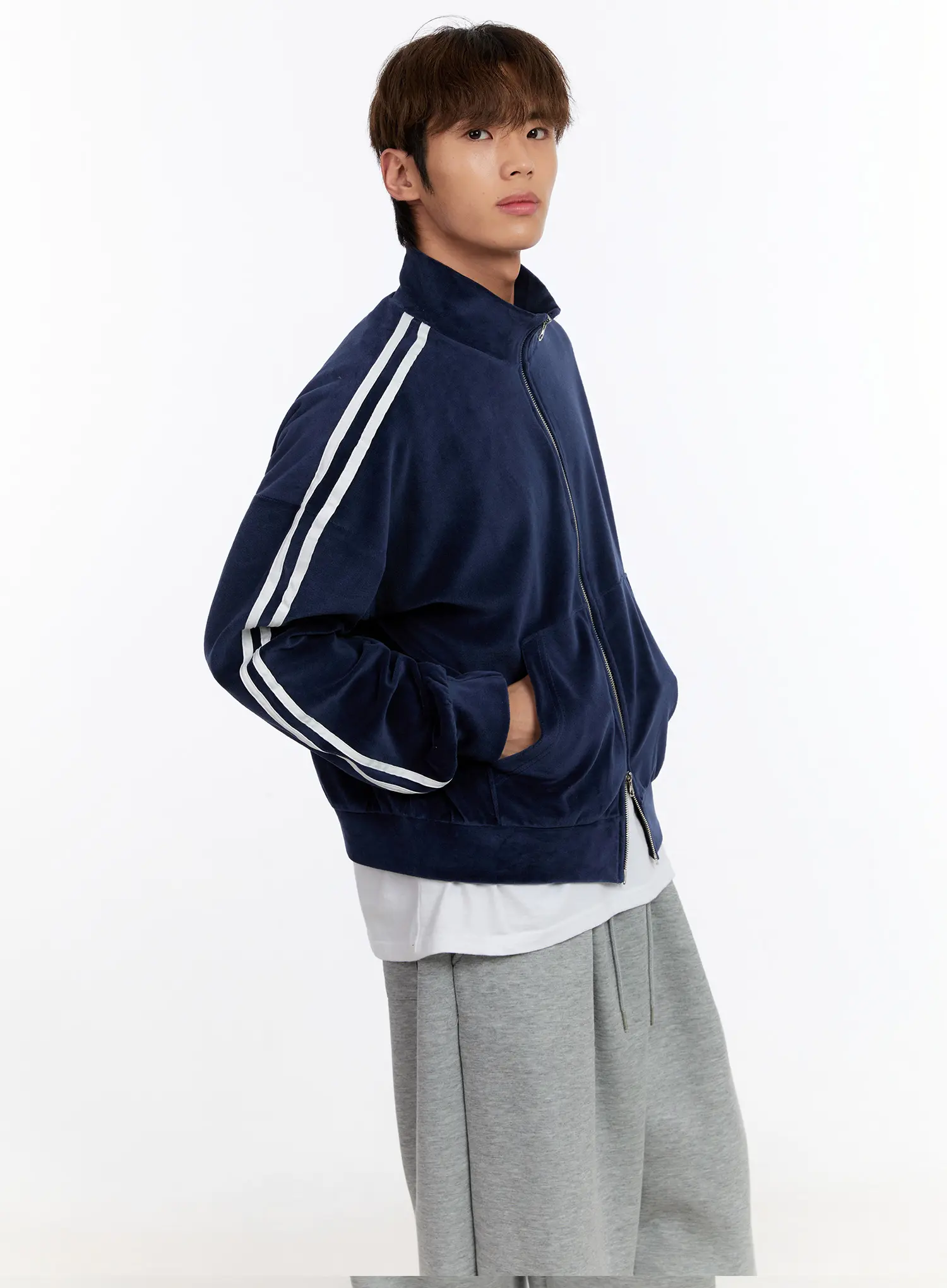Men's Striped Track Jacket IN528 - Image 7