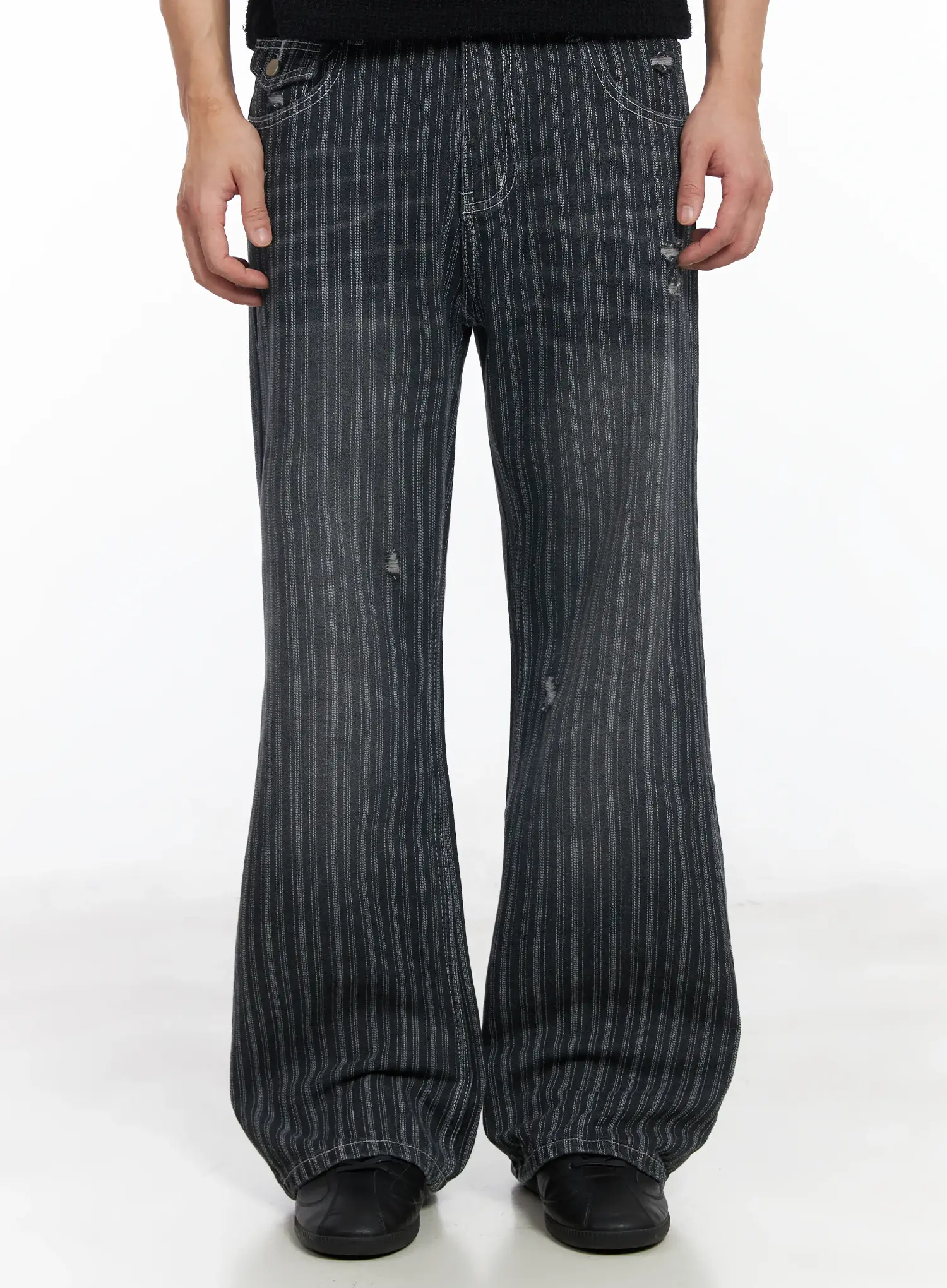 Men's Striped Wide-Leg Jeans IF516 - Image 5