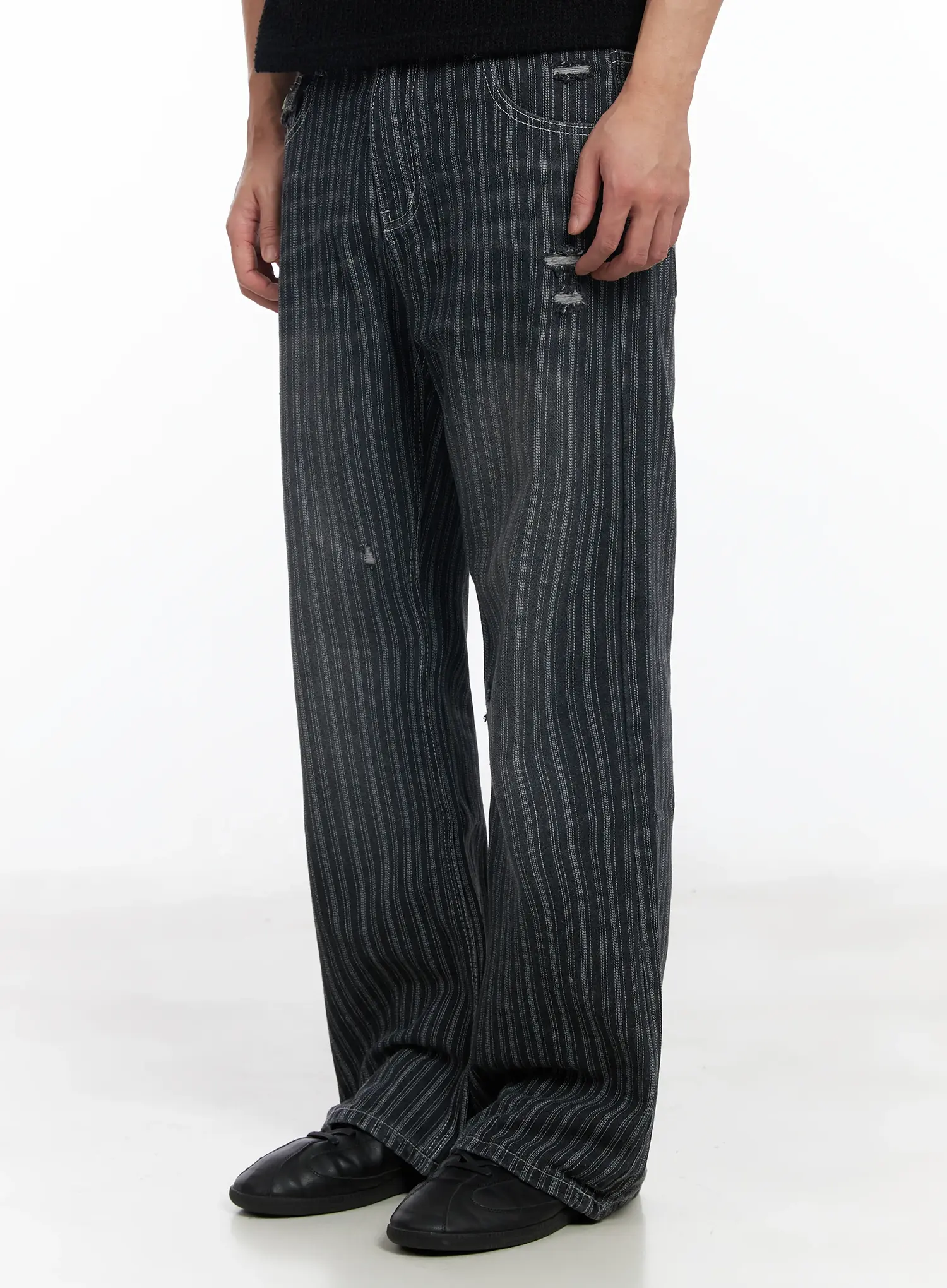Men's Striped Wide-Leg Jeans IF516 - Image 6
