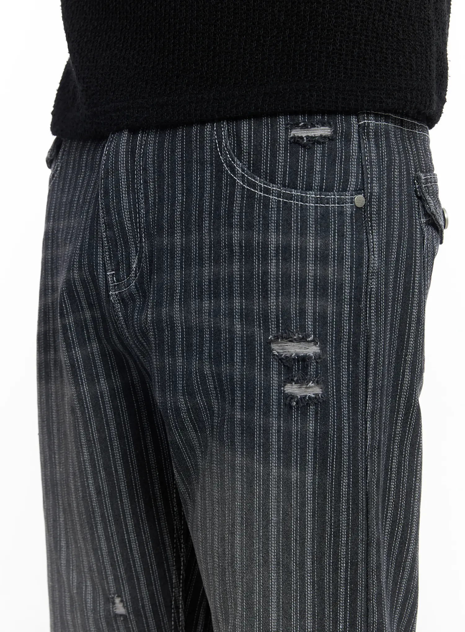 Men's Striped Wide-Leg Jeans IF516 - Image 7