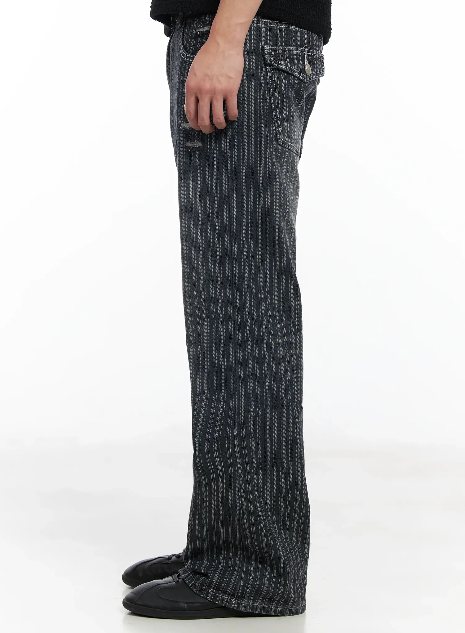Men's Striped Wide-Leg Jeans IF516 - Image 8