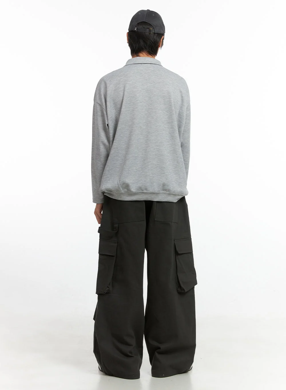 Men's Super Wide Cargo Pants (Dark Gray) IO417 - Image 8