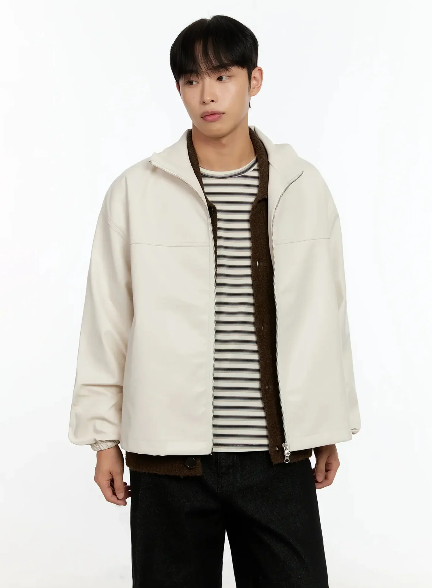 Men's Textured PU Jacket IN506 - Image 2
