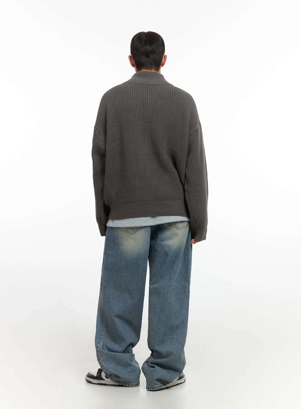 Men's Turtle Neck Cable Zip-Up Knit IO420 - Image 10