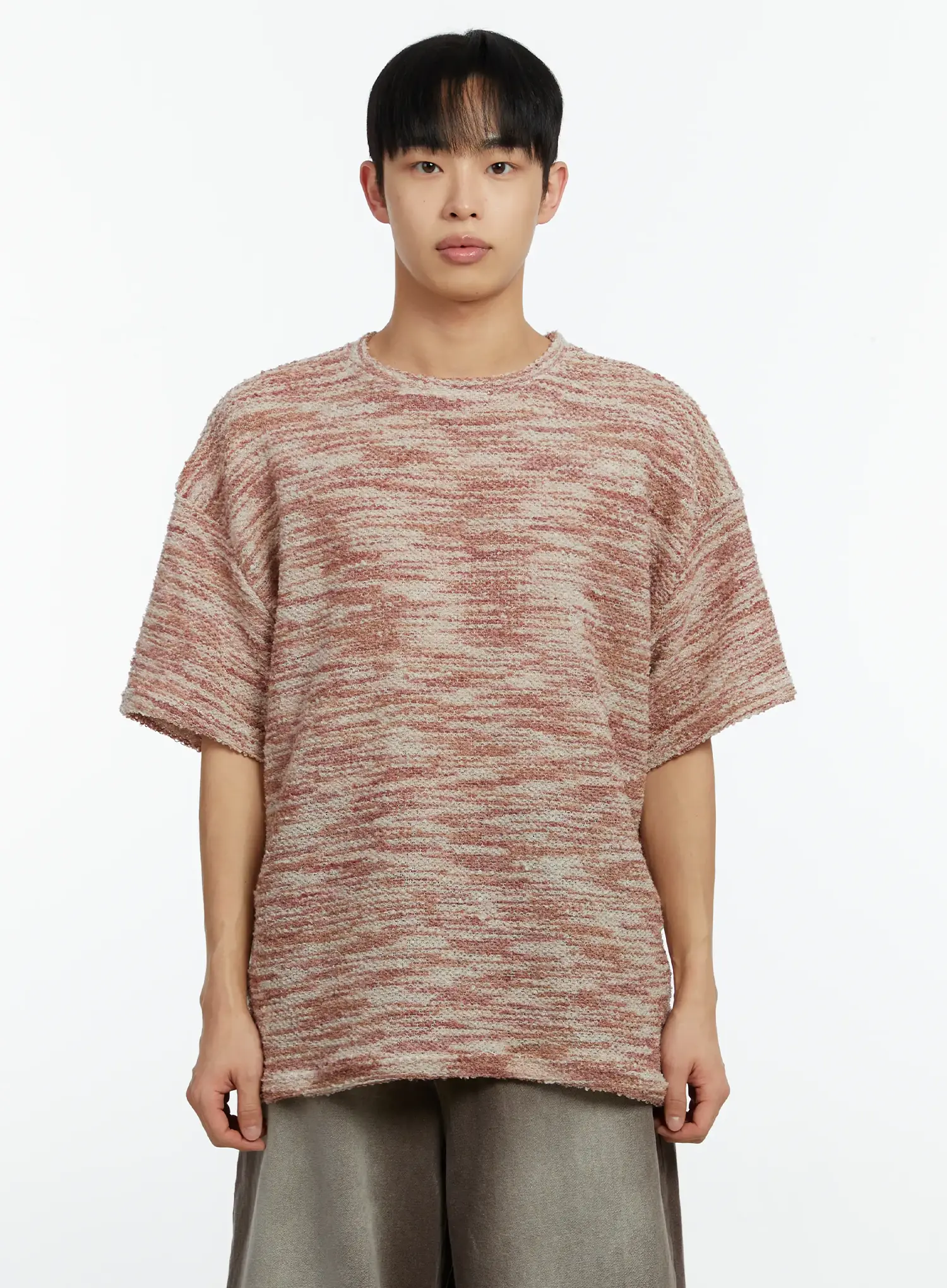 Men's Tweed Knit Short Sleeve T-Shirt IF510 - Image 11
