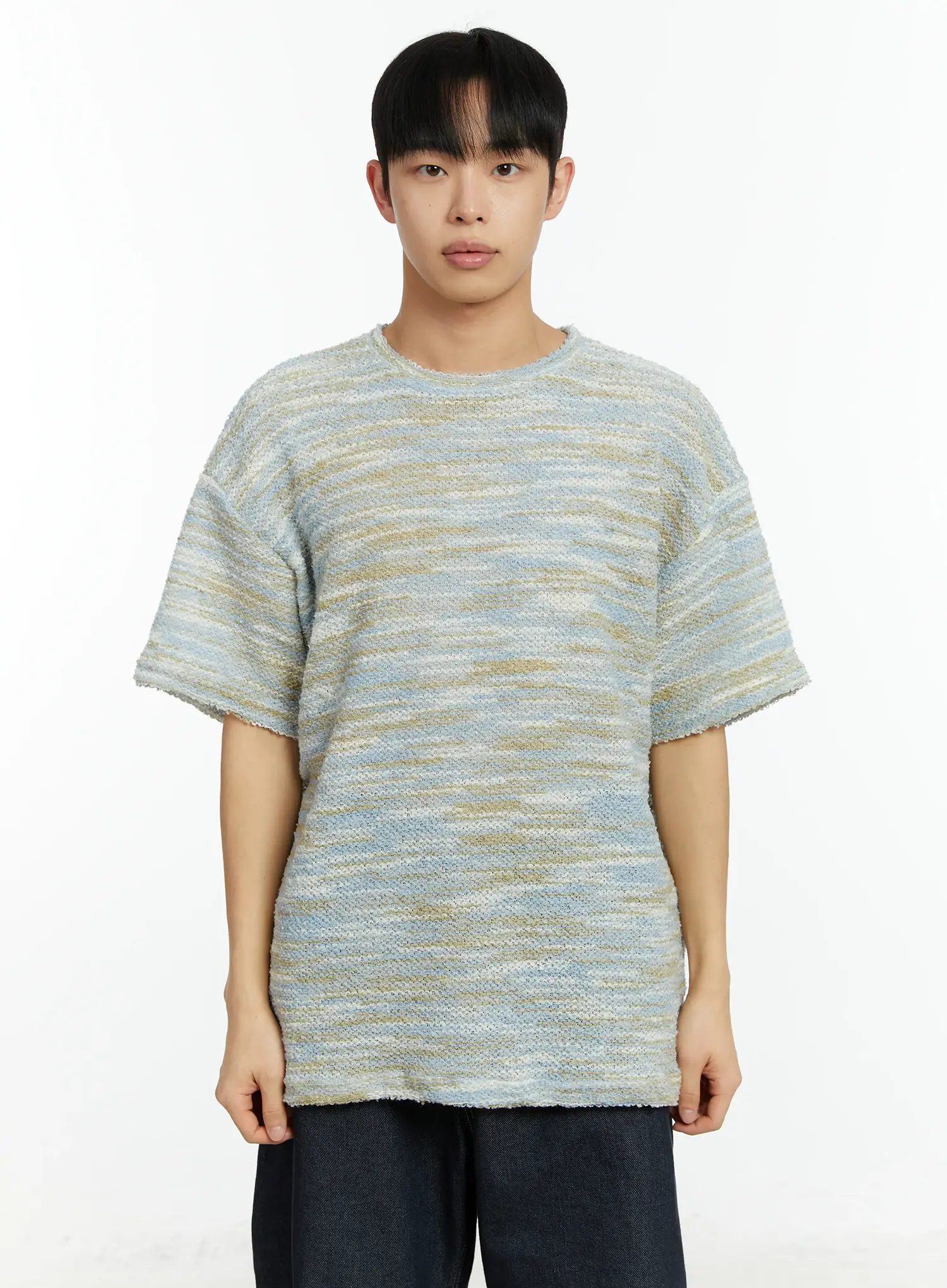 Men's Tweed Knit Short Sleeve T-Shirt IF510 - Image 12