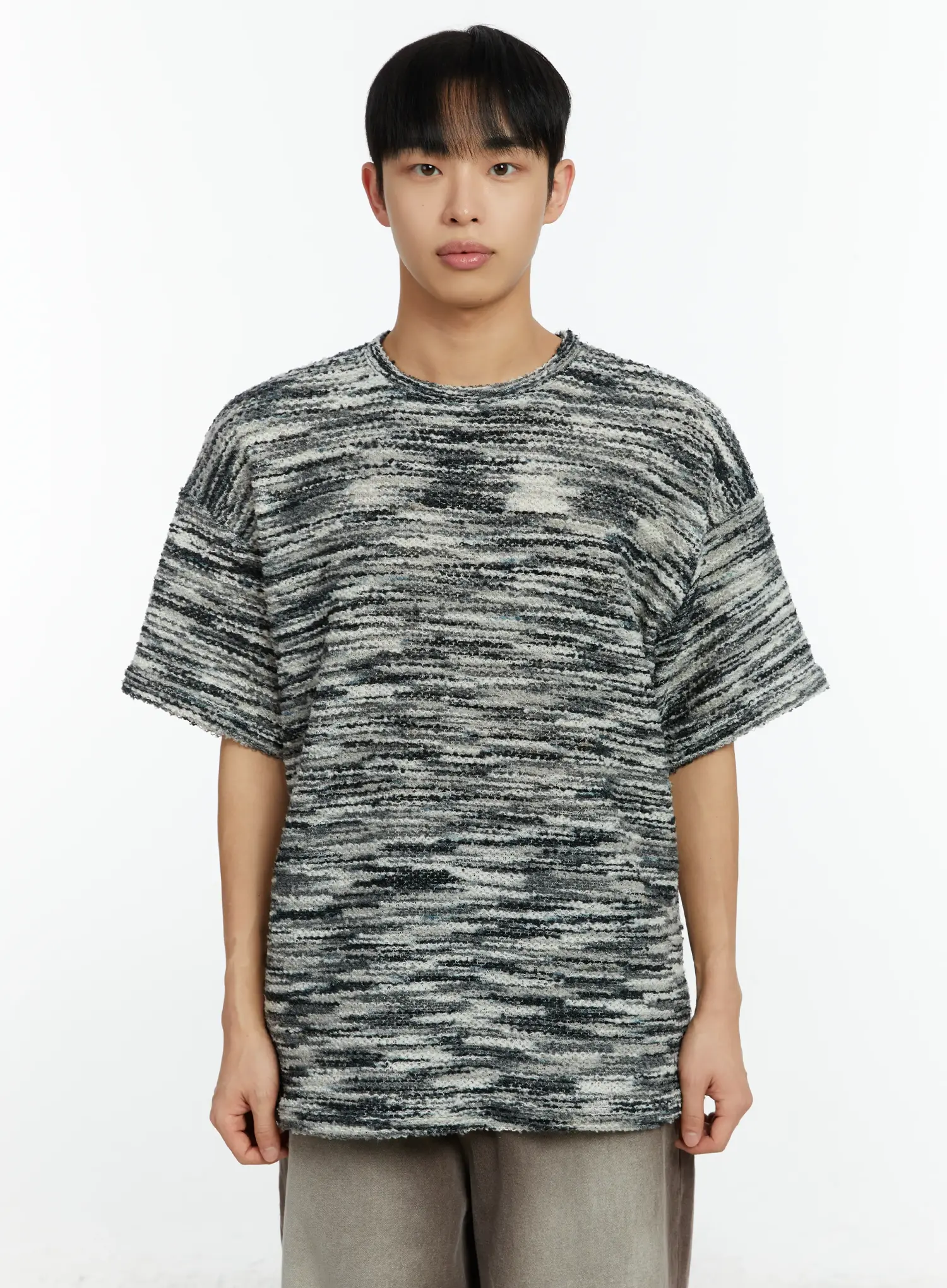 Men's Tweed Knit Short Sleeve T-Shirt IF510 - Image 13