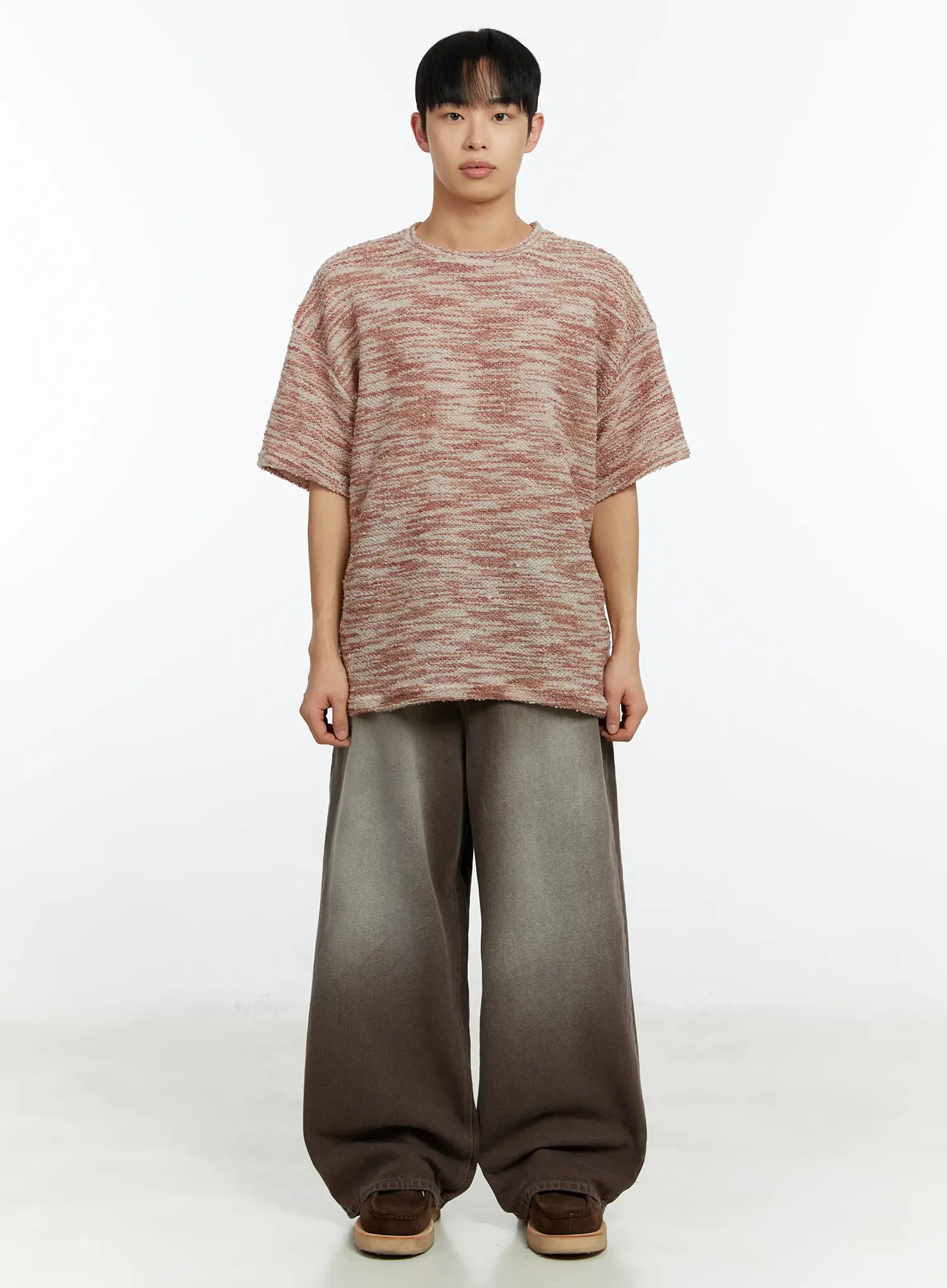 Men's Tweed Knit Short Sleeve T-Shirt IF510 - Image 3