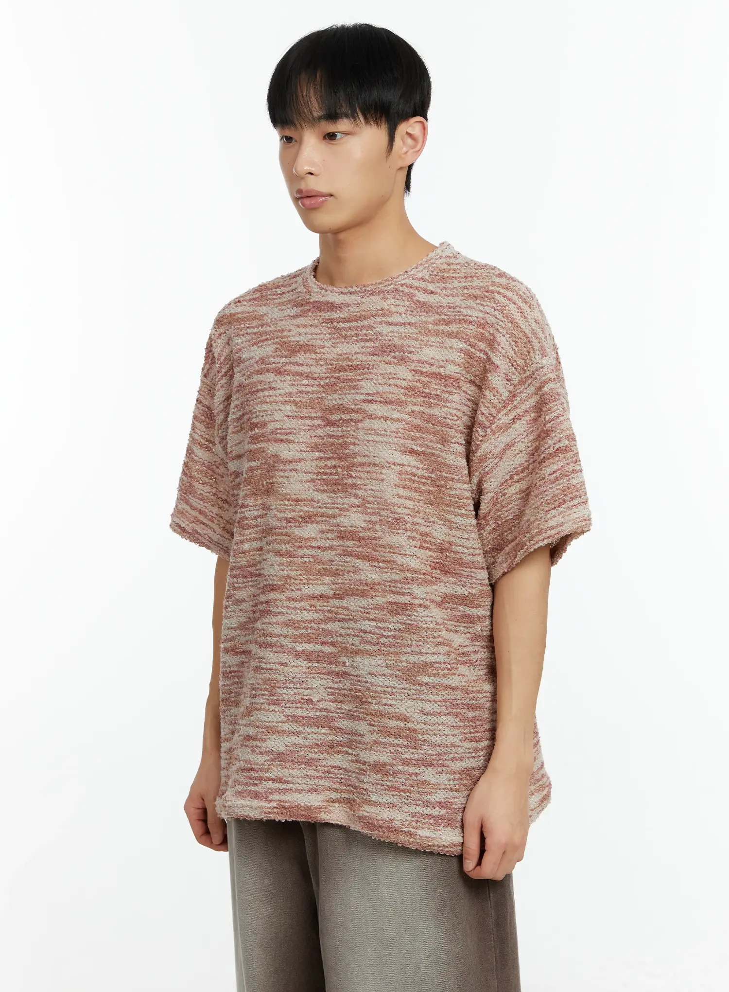 Men's Tweed Knit Short Sleeve T-Shirt IF510 - Image 4