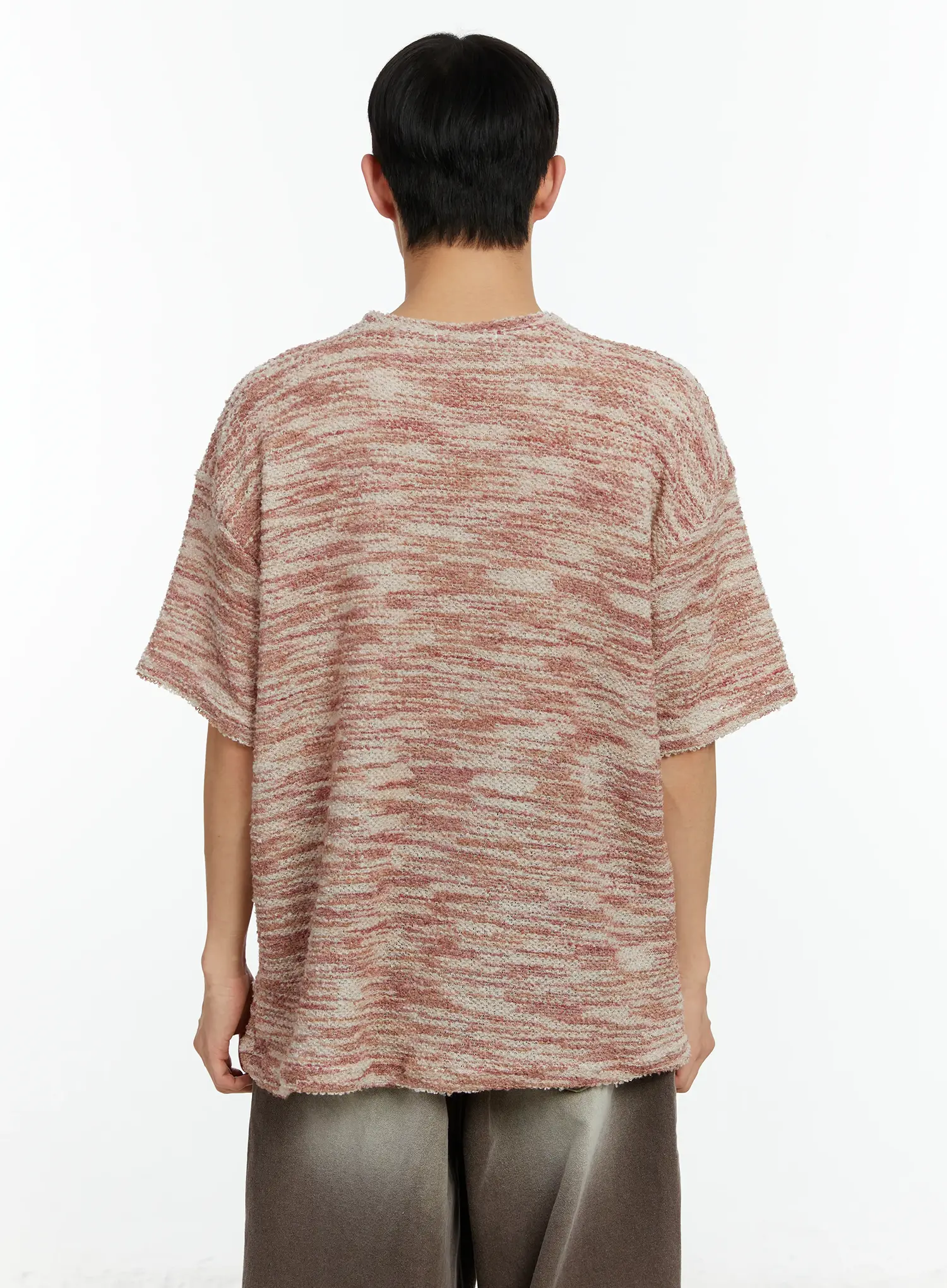 Men's Tweed Knit Short Sleeve T-Shirt IF510 - Image 5