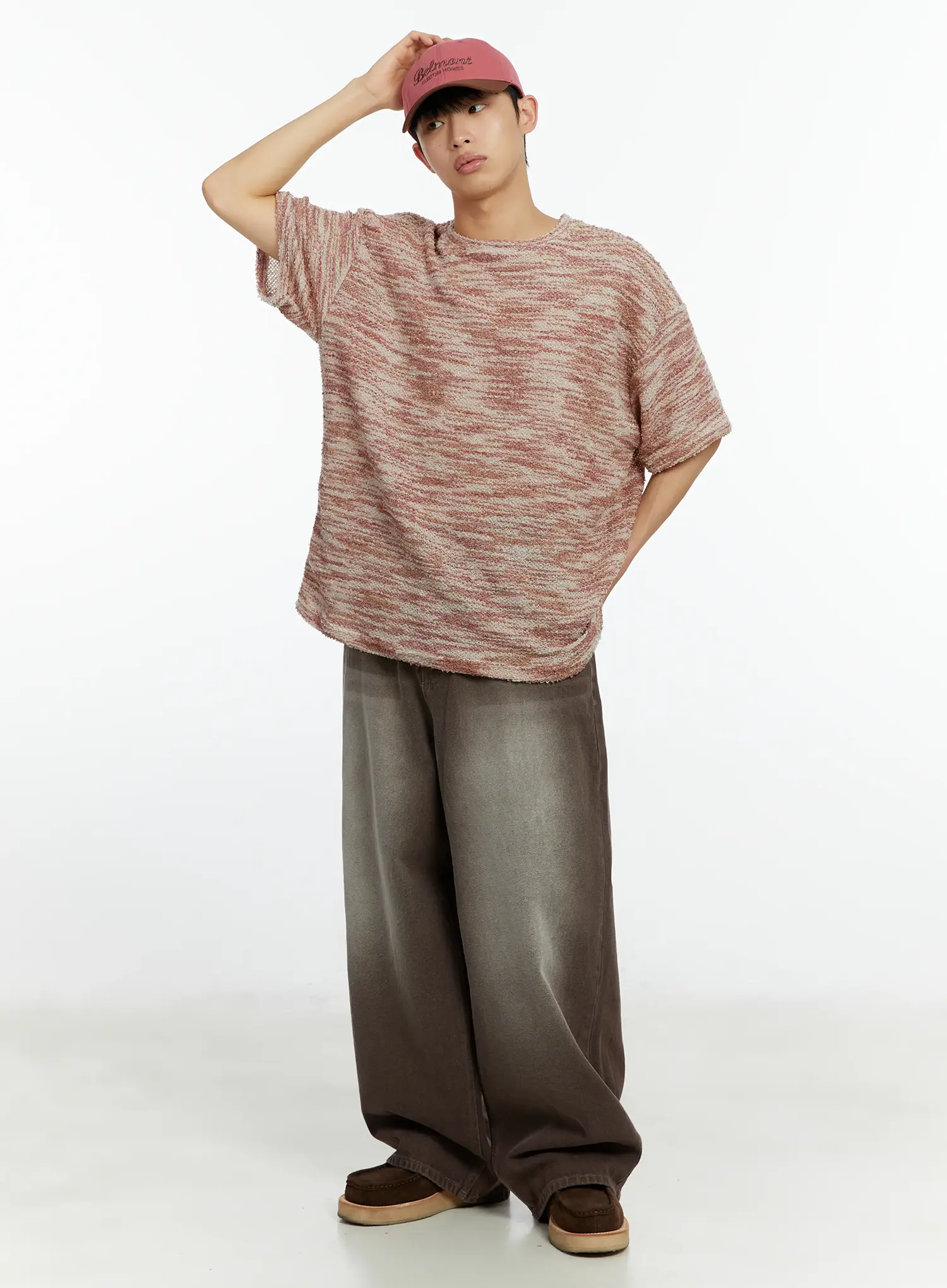 Men's Tweed Knit Short Sleeve T-Shirt IF510 - Image 7