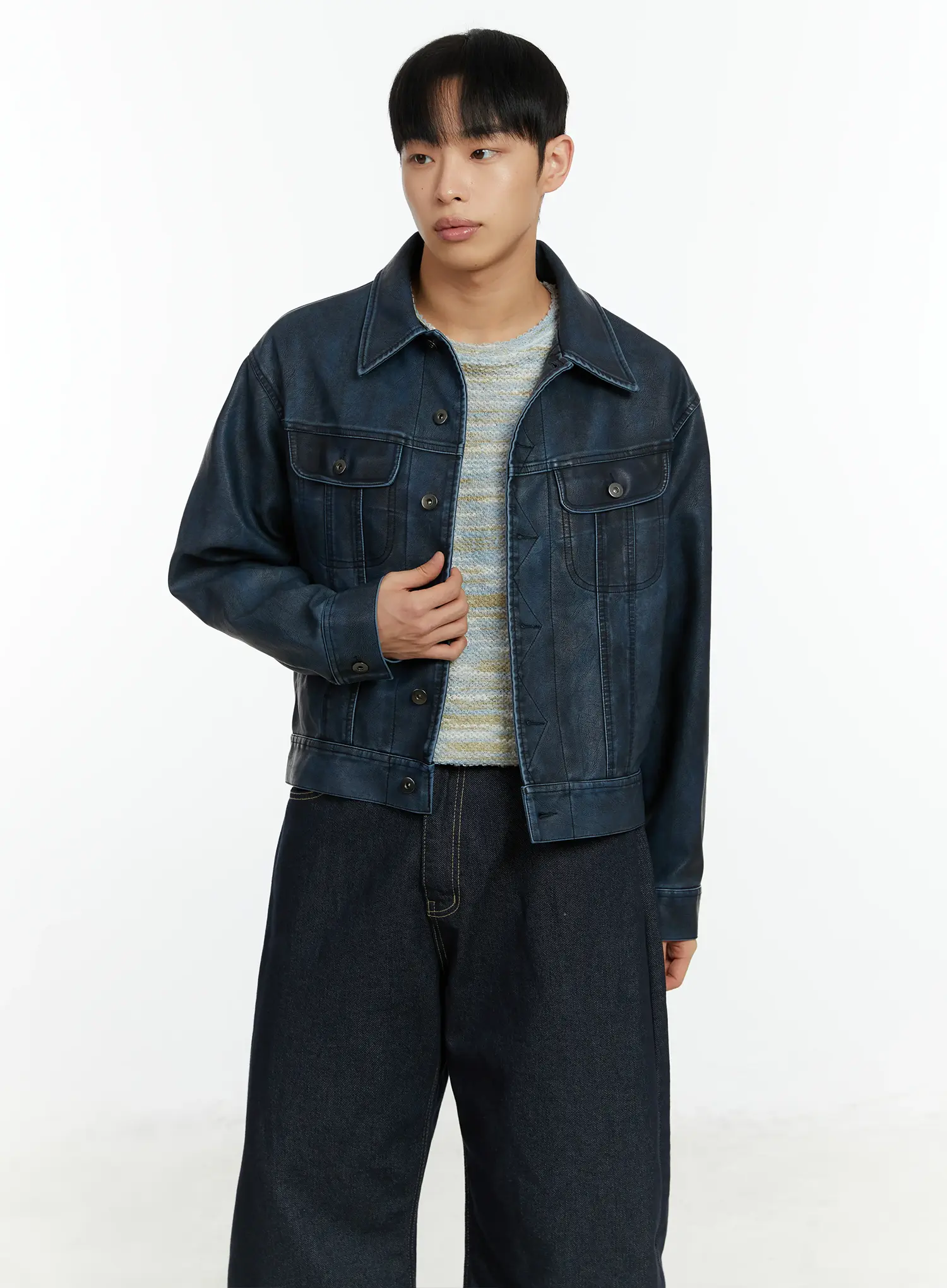 Men's Tweed Knit Short Sleeve T-Shirt IF510 - Image 9